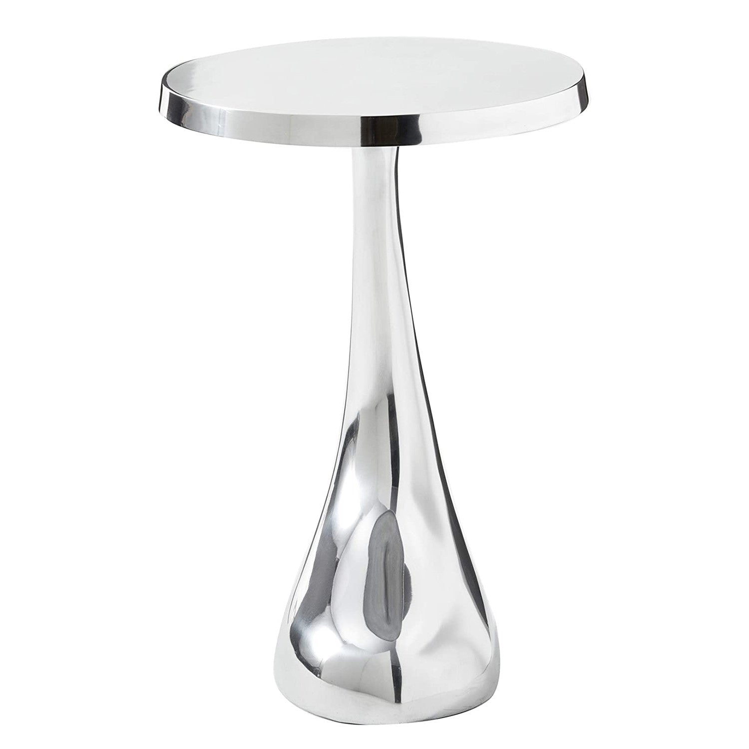 21" Silver Aluminum Round Abstract End Table-End-Side Tables-DECOROLALA