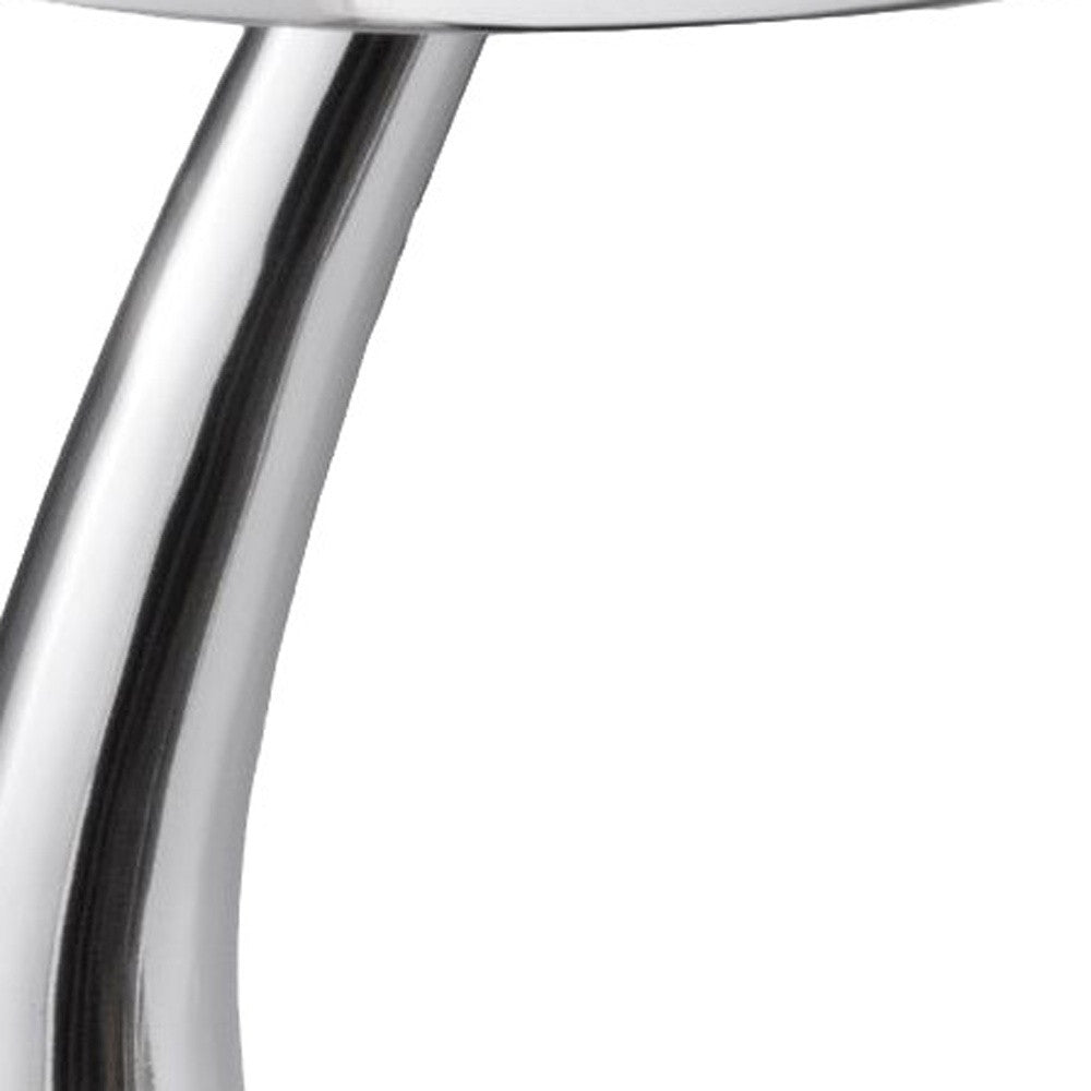 21" Silver Aluminum Round Abstract End Table-End-Side Tables-DECOROLALA