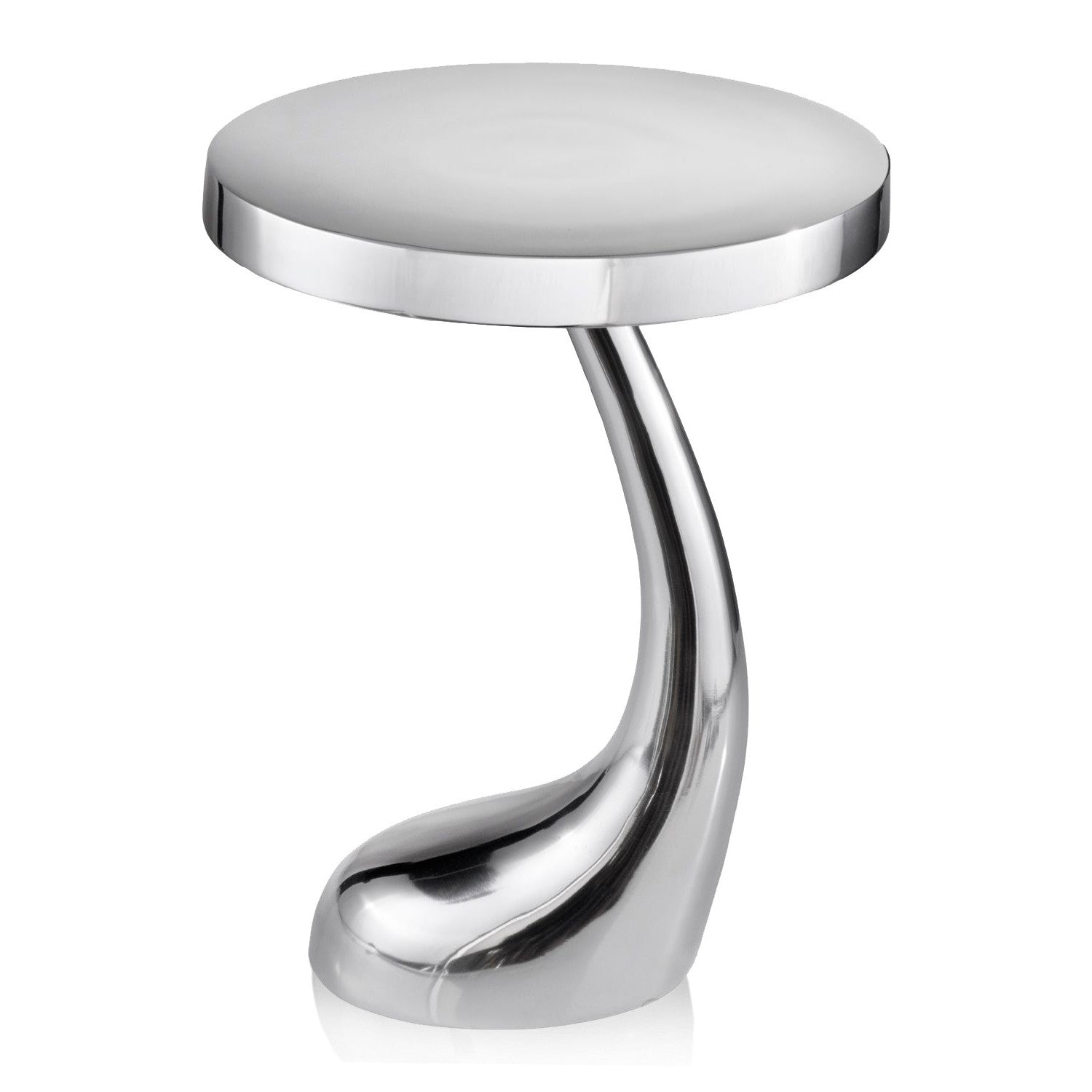 21" Silver Aluminum Round Abstract End Table-End-Side Tables-DECOROLALA