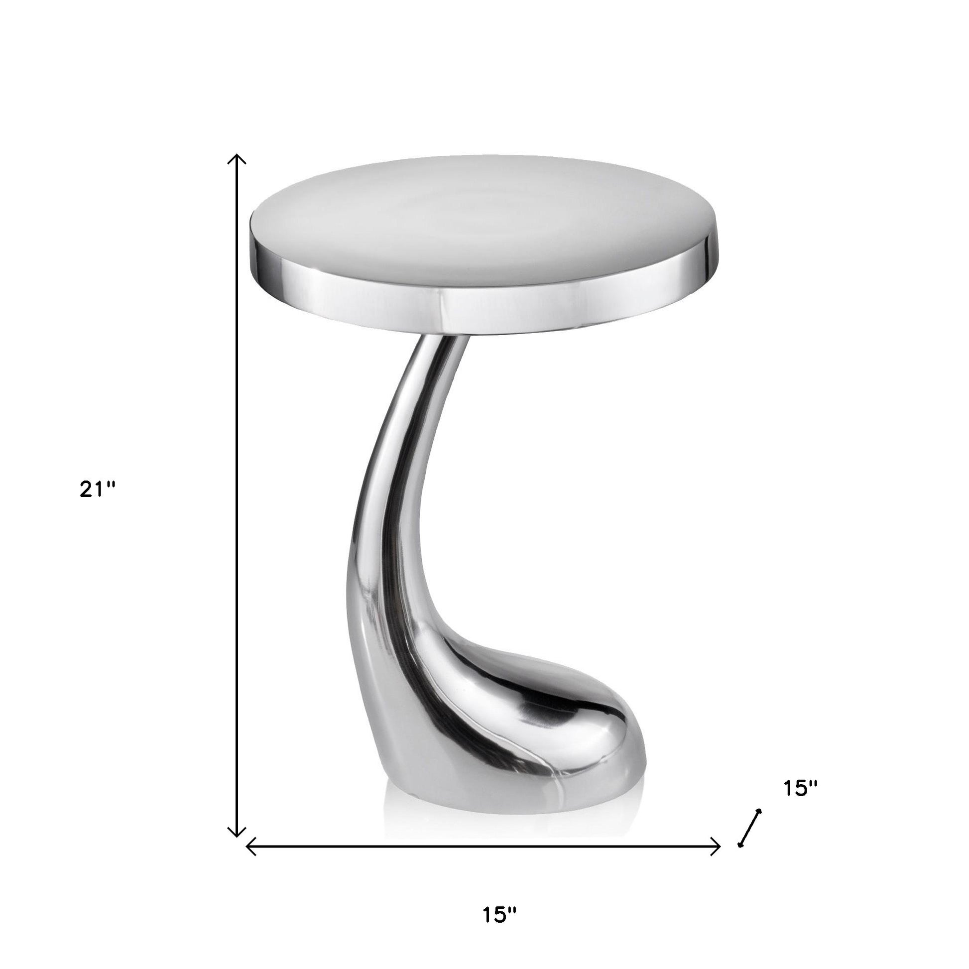 21" Silver Aluminum Round Abstract End Table-End-Side Tables-DECOROLALA