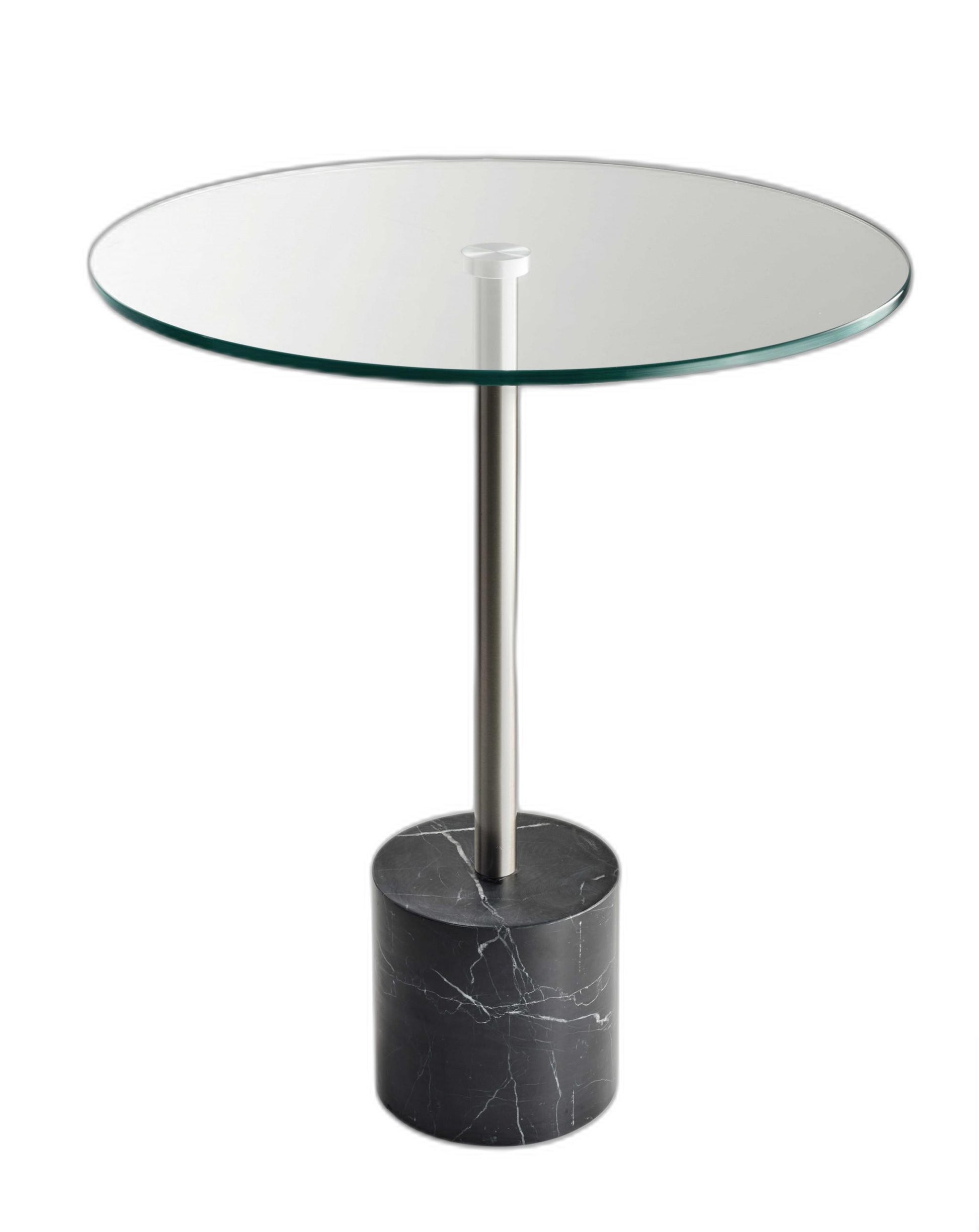 21" Silver And Clear Glass Round End Table-End-Side Tables-DECOROLALA