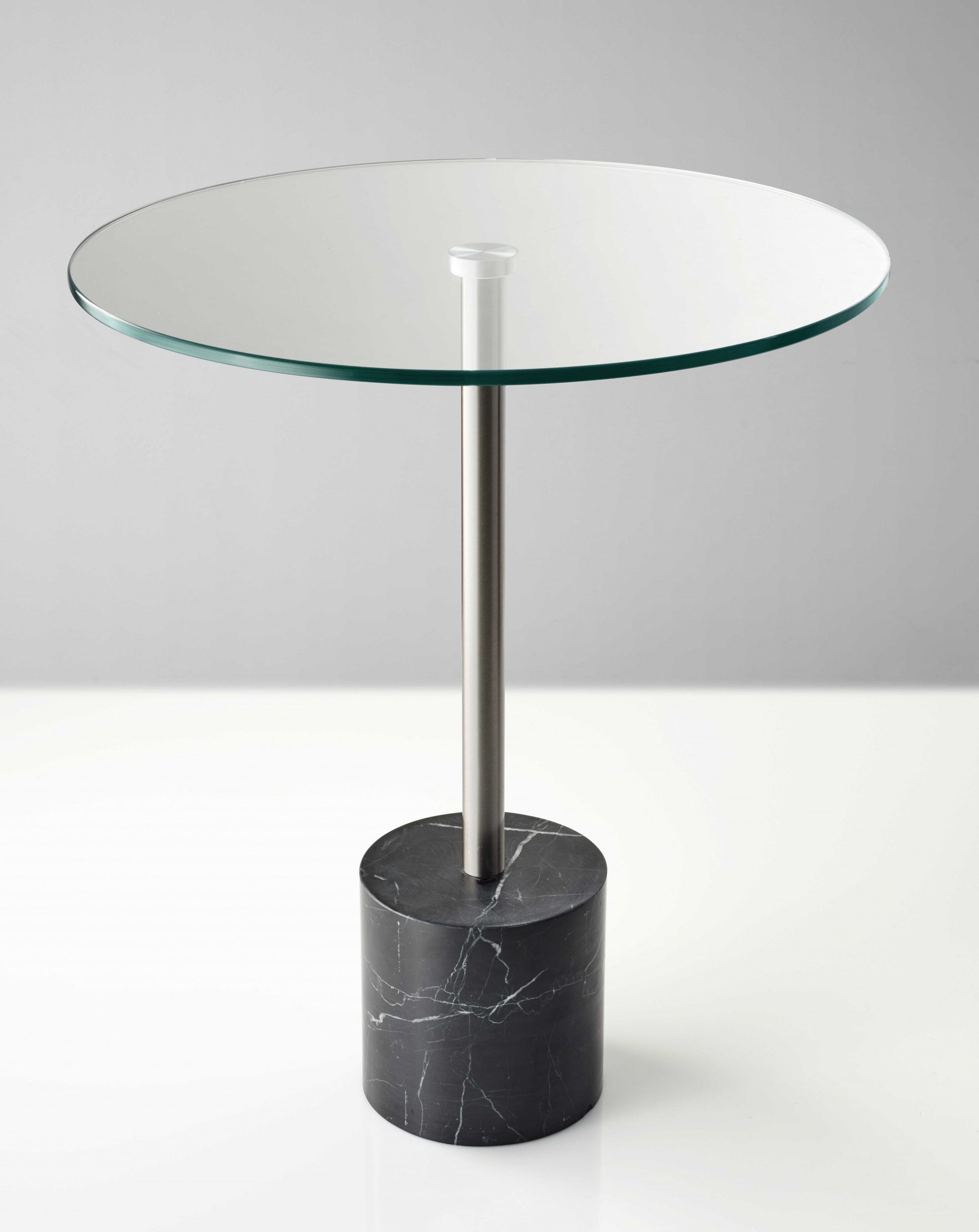 21" Silver And Clear Glass Round End Table-End-Side Tables-DECOROLALA