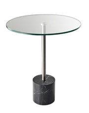 21" Silver And Clear Glass Round End Table-End-Side Tables-DECOROLALA