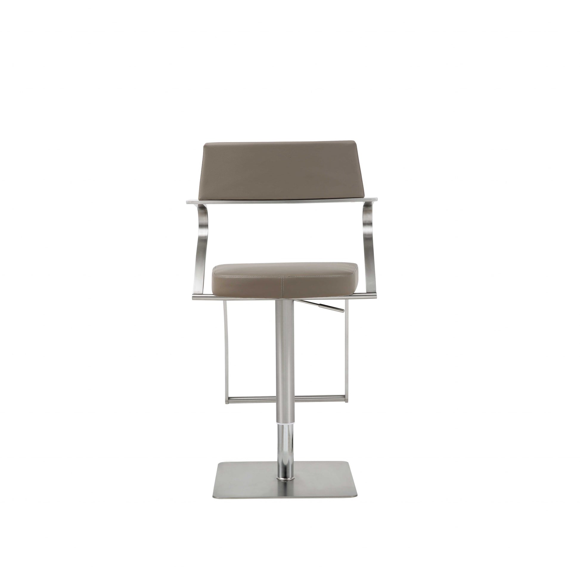 21 " Taupe And Silver Stainless Steel Bar Chair-Bar Chairs-DECOROLALA