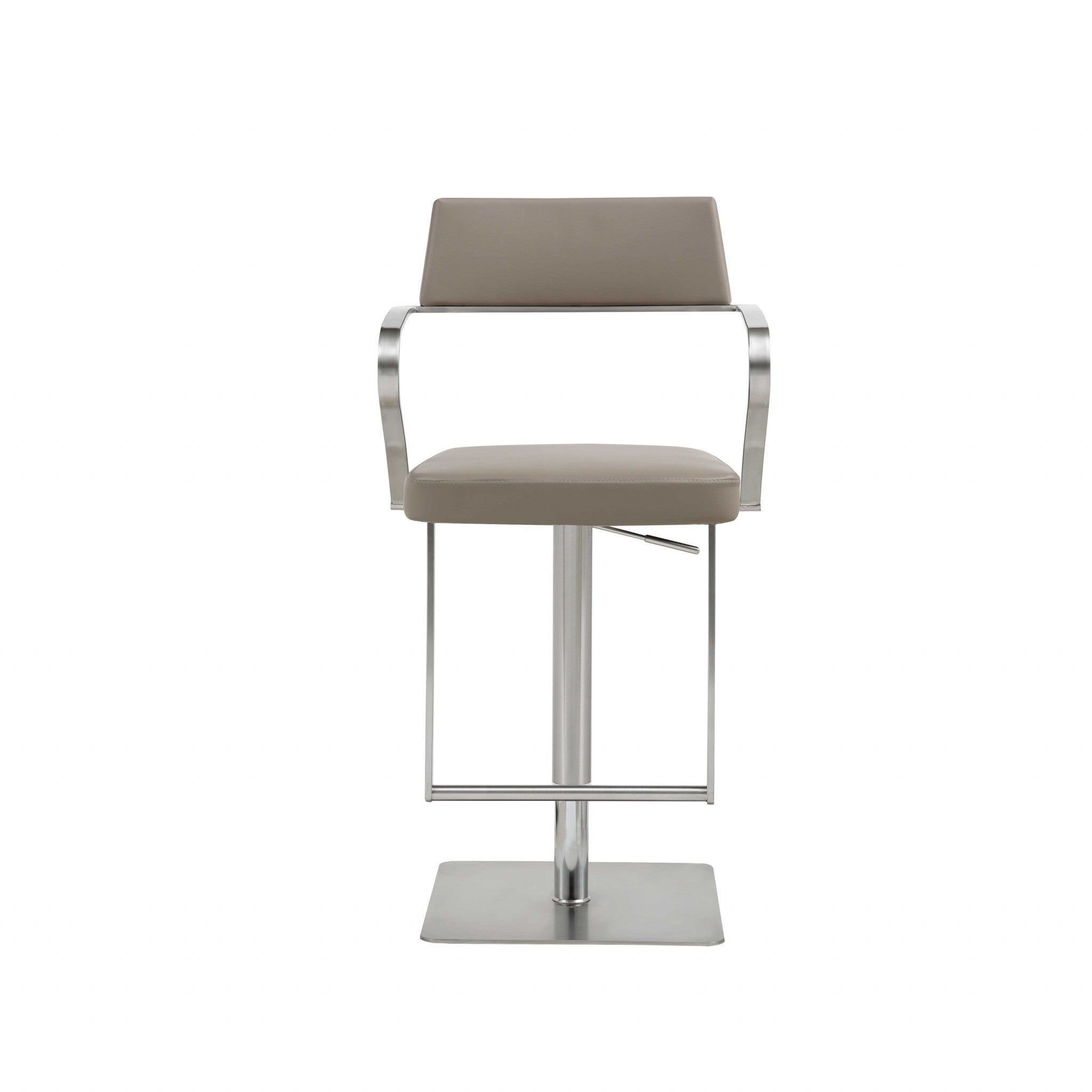 21 " Taupe And Silver Stainless Steel Bar Chair-Bar Chairs-DECOROLALA