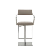 21 " Taupe And Silver Stainless Steel Bar Chair-Bar Chairs-DECOROLALA