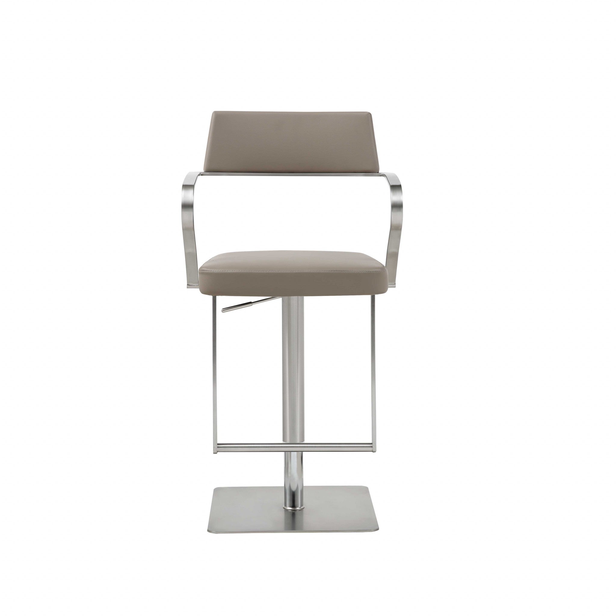 21 " Taupe And Silver Stainless Steel Bar Chair-Bar Chairs-DECOROLALA