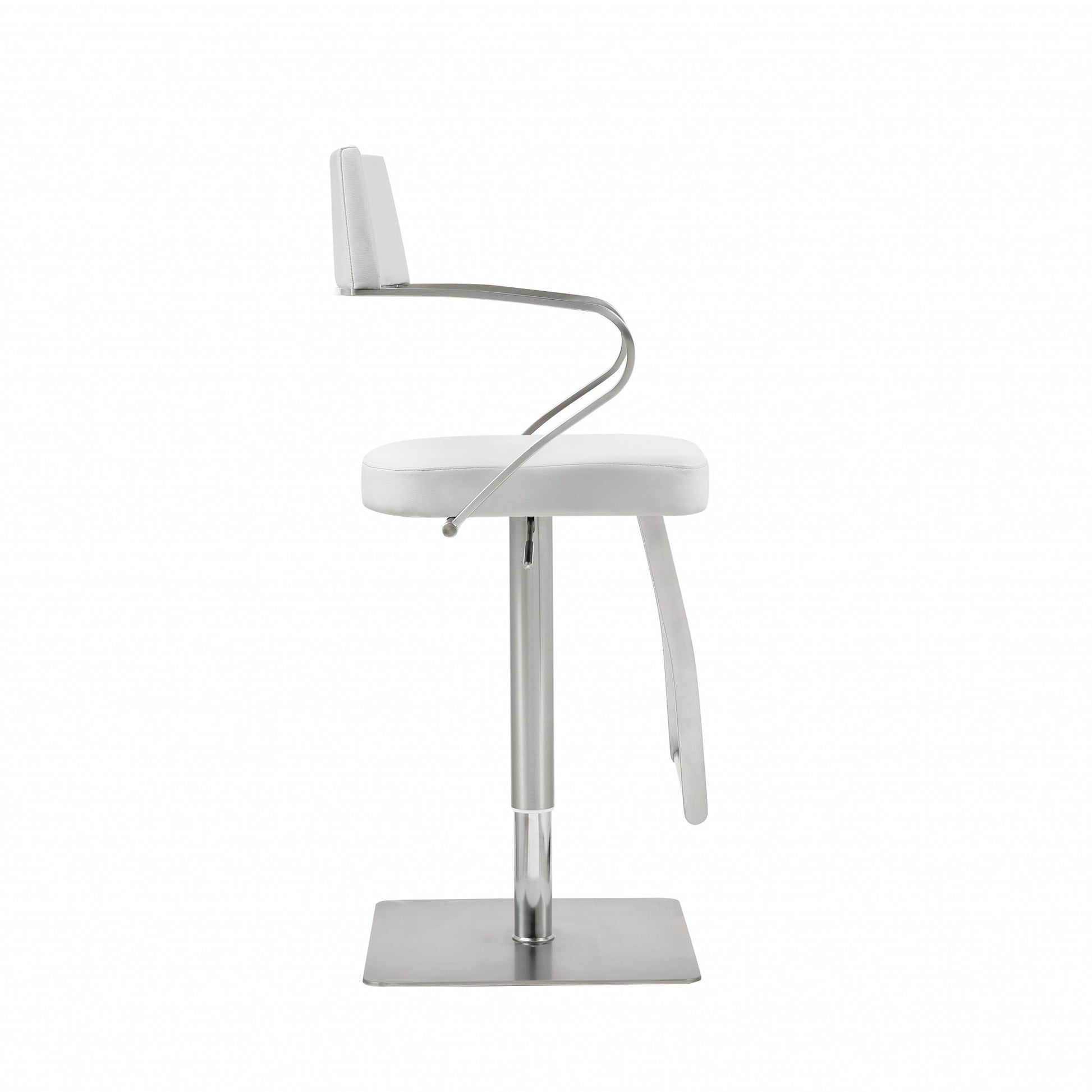 21 " White And Silver Stainless Steel Bar Chair-Bar Chairs-DECOROLALA