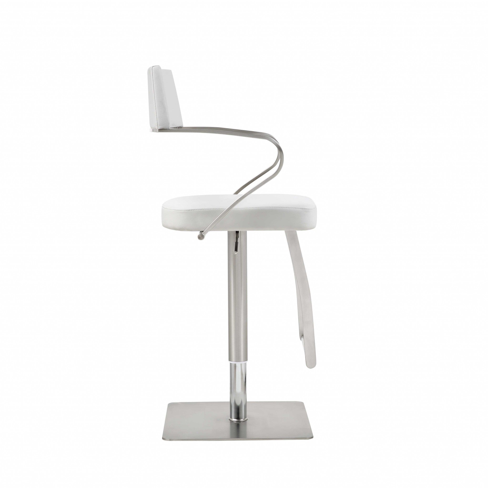 21 " White And Silver Stainless Steel Bar Chair-Bar Chairs-DECOROLALA