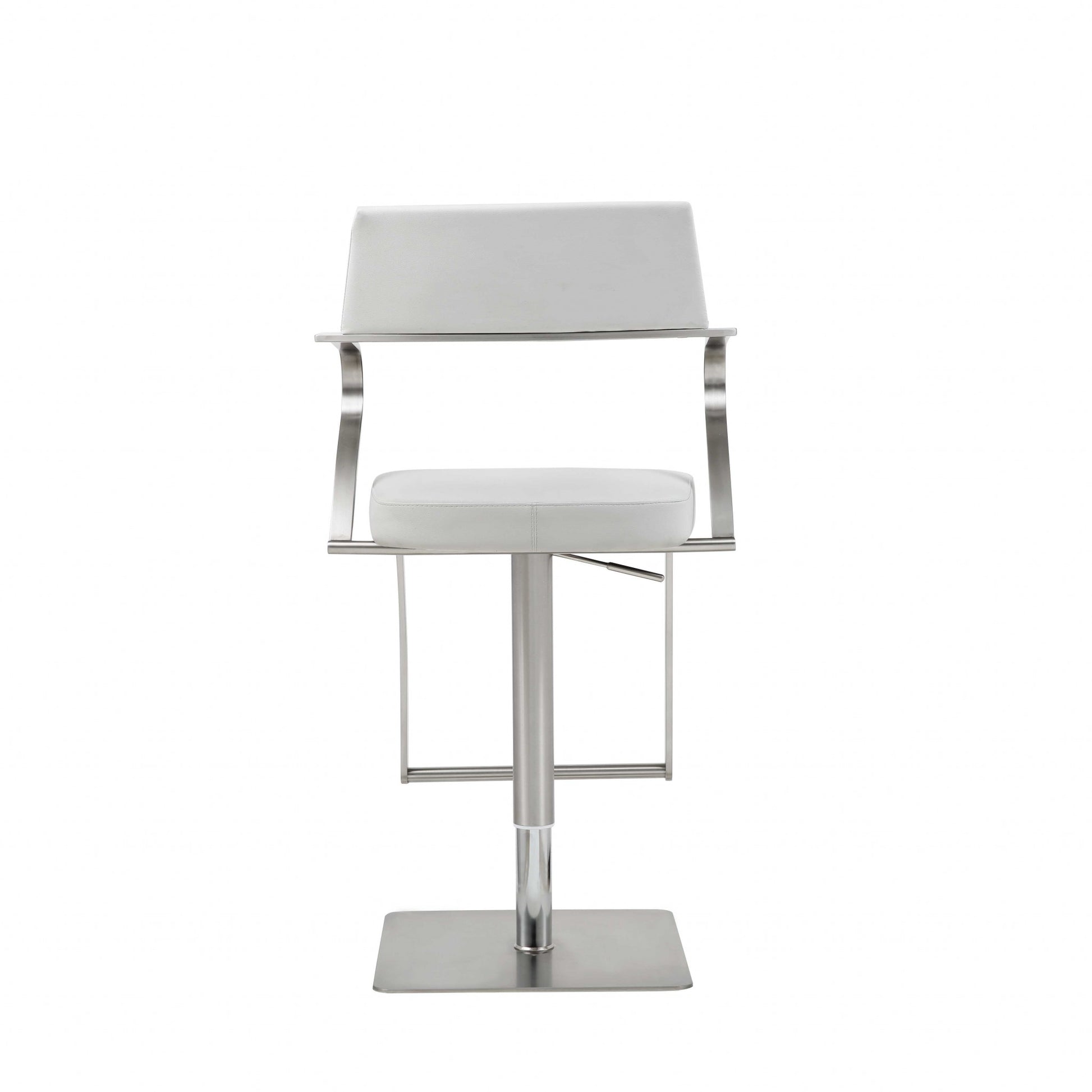 21 " White And Silver Stainless Steel Bar Chair-Bar Chairs-DECOROLALA