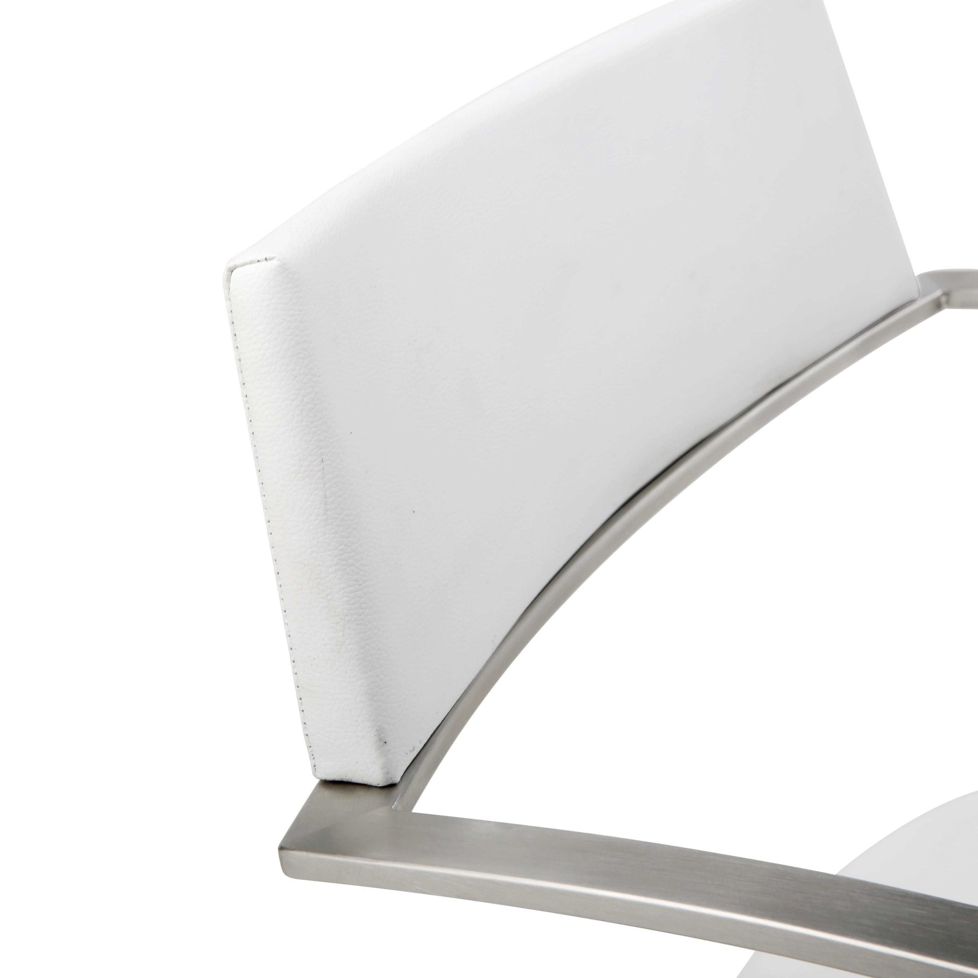 21 " White And Silver Stainless Steel Bar Chair-Bar Chairs-DECOROLALA