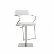 21 " White And Silver Stainless Steel Bar Chair-Bar Chairs-DECOROLALA
