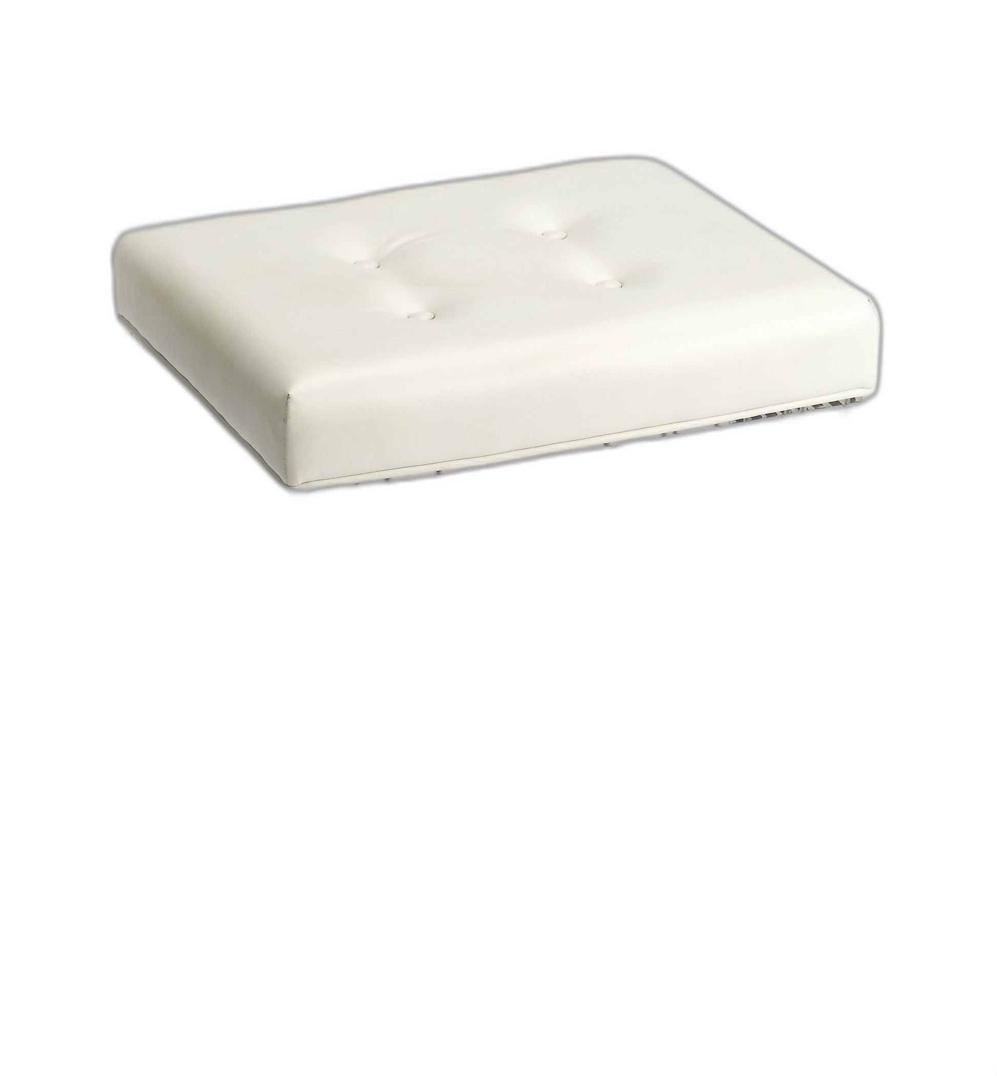 21" White and Clear Faux Leather Tufted Ottoman-Ottomans-DECOROLALA