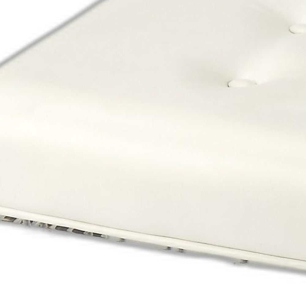 21" White and Clear Faux Leather Tufted Ottoman-Ottomans-DECOROLALA