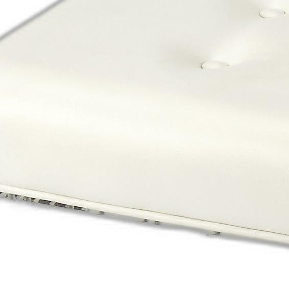 21" White and Clear Faux Leather Tufted Ottoman-Ottomans-DECOROLALA