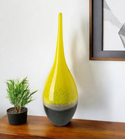 21" Yellow Abstract Cylinder Crystal Glass Table Vase-Vases-DECOROLALA