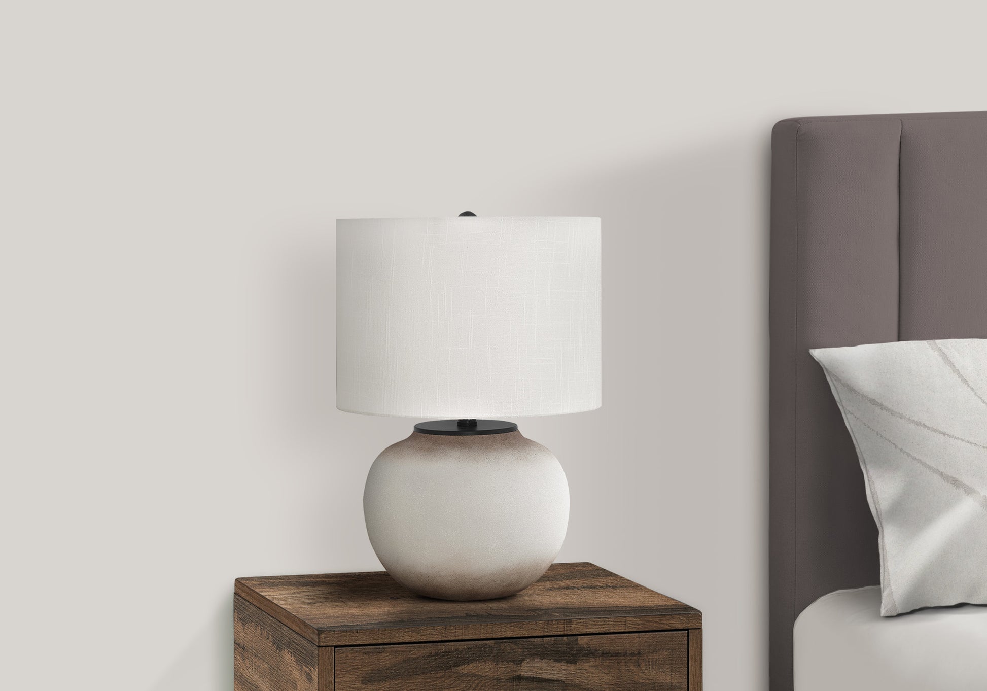 21"H Table Lamp, Cream Ceramic Base, Ivory Shade-Lighting-DECOROLALA