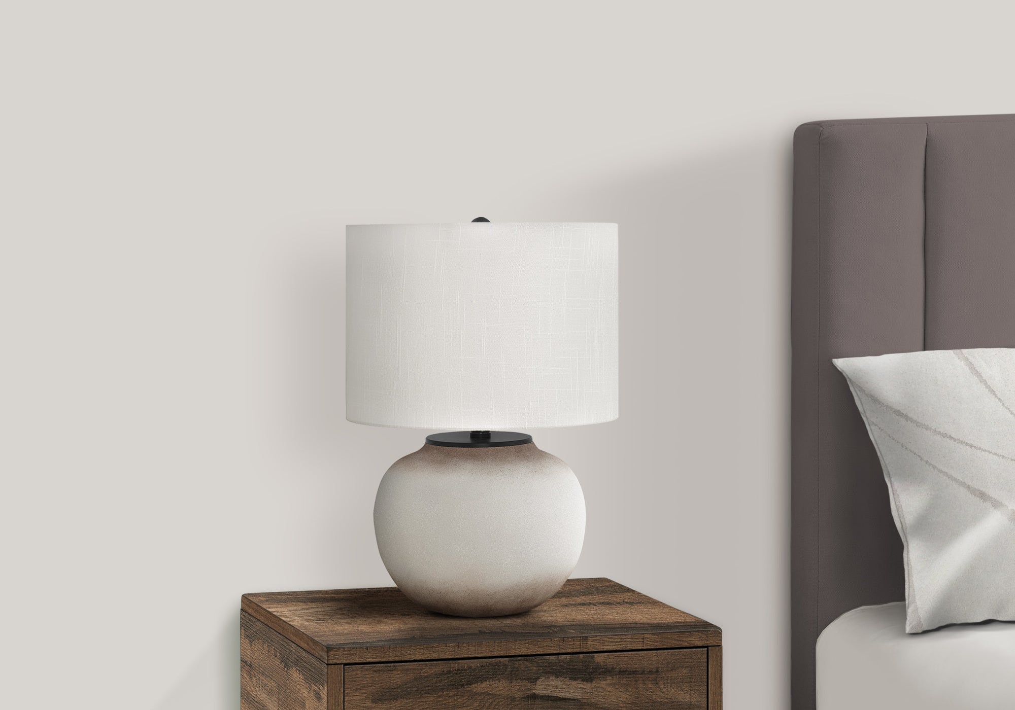 21"H Table Lamp, Cream Ceramic Base, Ivory Shade-Lighting-DECOROLALA