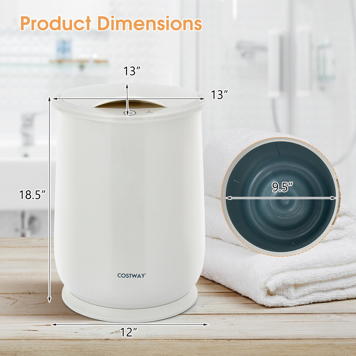 21L Bucket Towel Warmer with Auto Shut-Off - White-Dryers-DECOROLALA