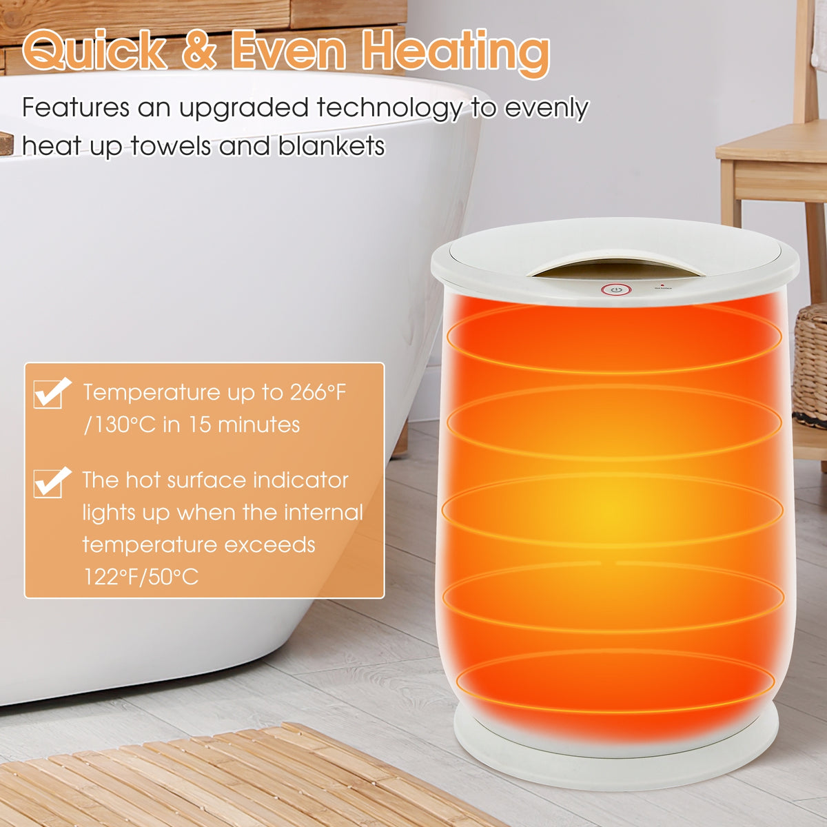 21L Bucket Towel Warmer with Auto Shut-Off - White-Dryers-DECOROLALA