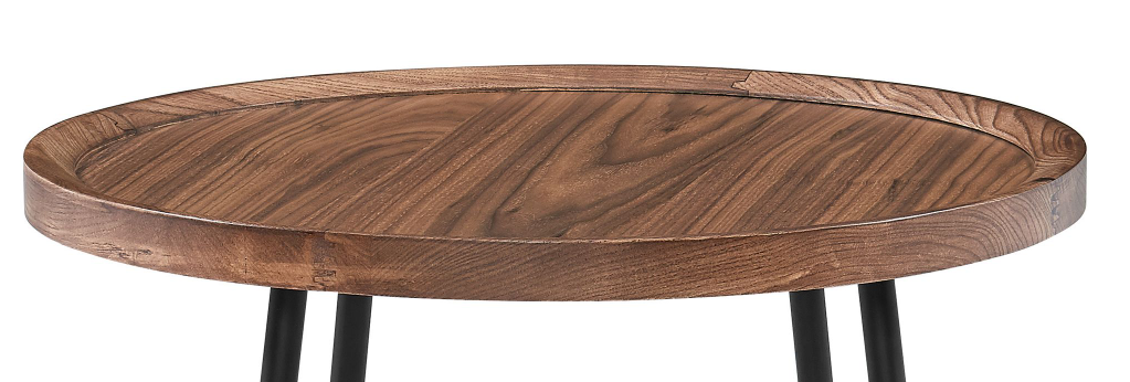 21.66" X 21.66" X 22.05" Round Side Table In American Walnut And Black-End-Side Tables-DECOROLALA