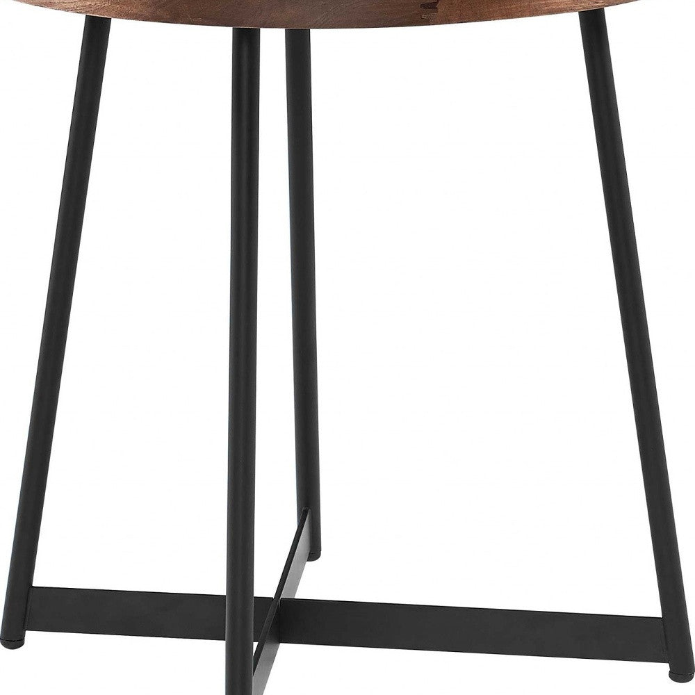 21.66" X 21.66" X 22.05" Round Side Table In American Walnut And Black-End-Side Tables-DECOROLALA