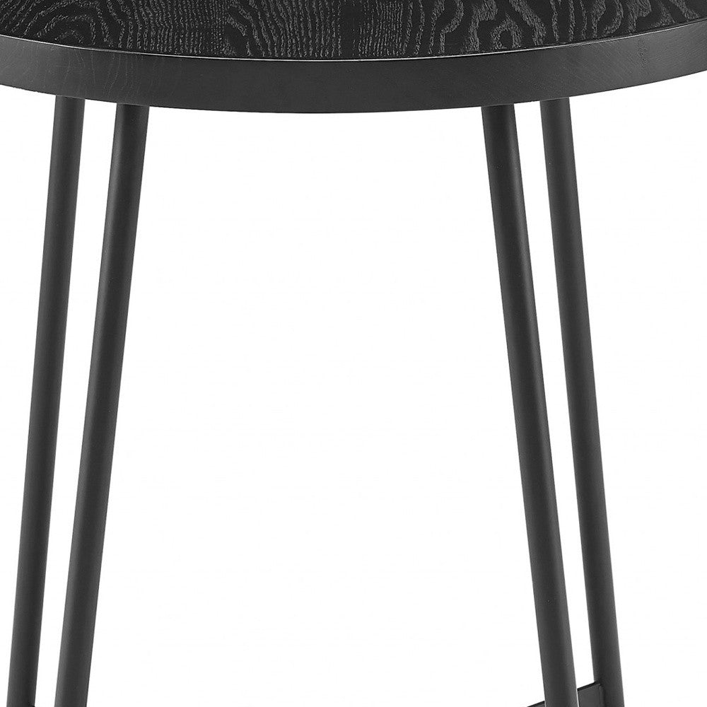 21.66" X 21.66" X 22.05" Round Side Table In Black Ash Wood And Black-End-Side Tables-DECOROLALA