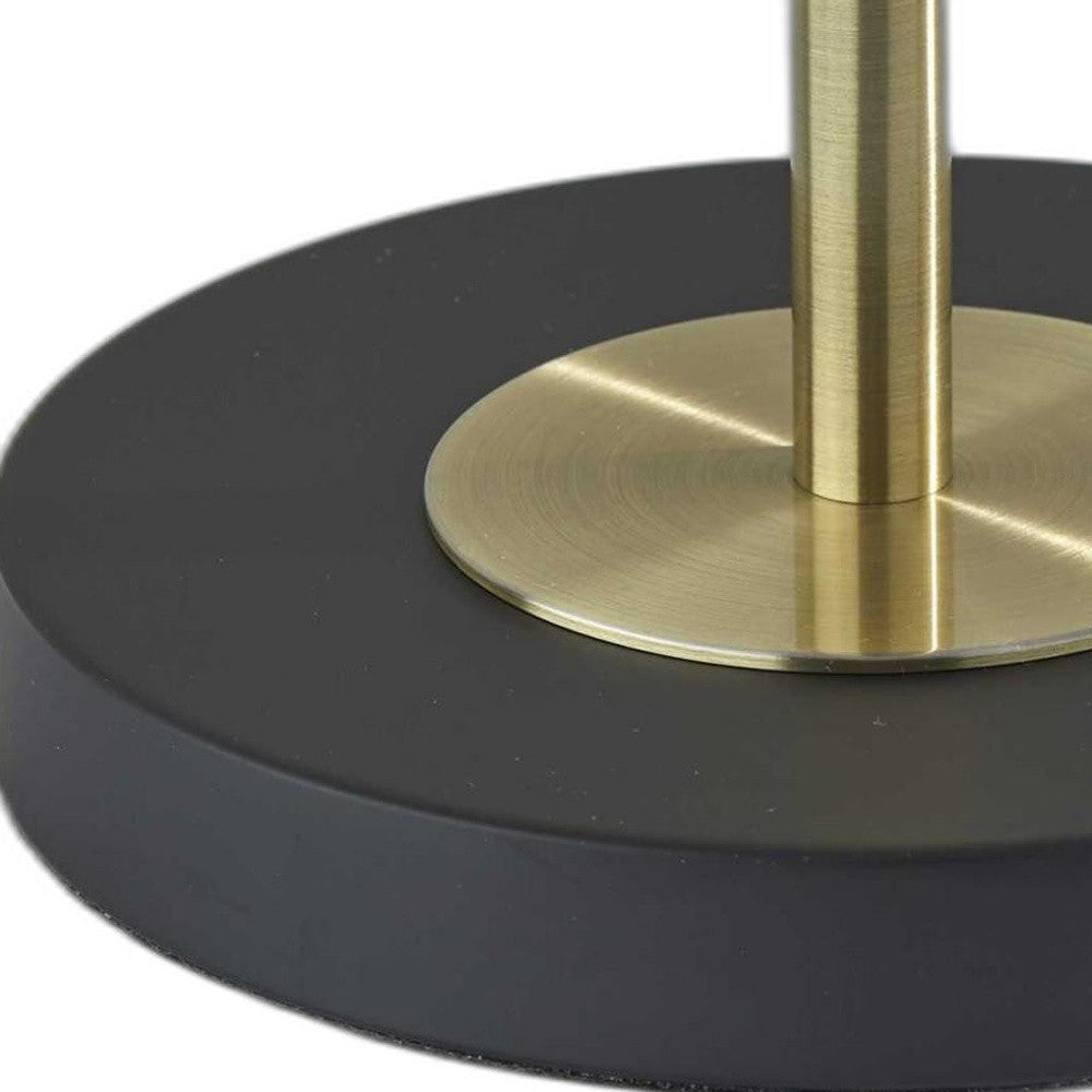 22" Antiqued Brass Table Lamp With White Ribbed Frosted Glass Dome Shade-Table Lamps-DECOROLALA