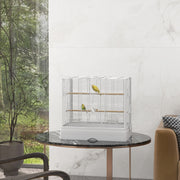 22" Bird Cage for Small Birds with Slide-Out Tray - White-Birds-DECOROLALA