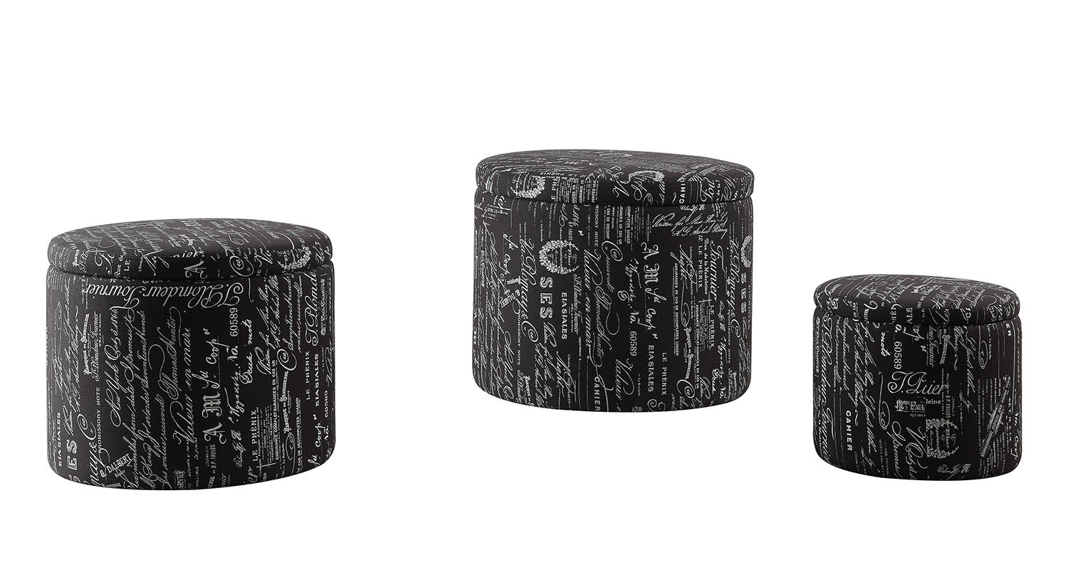 22" Black And White Polyester Blend Abstract Footstool Ottoman-Ottomans-DECOROLALA