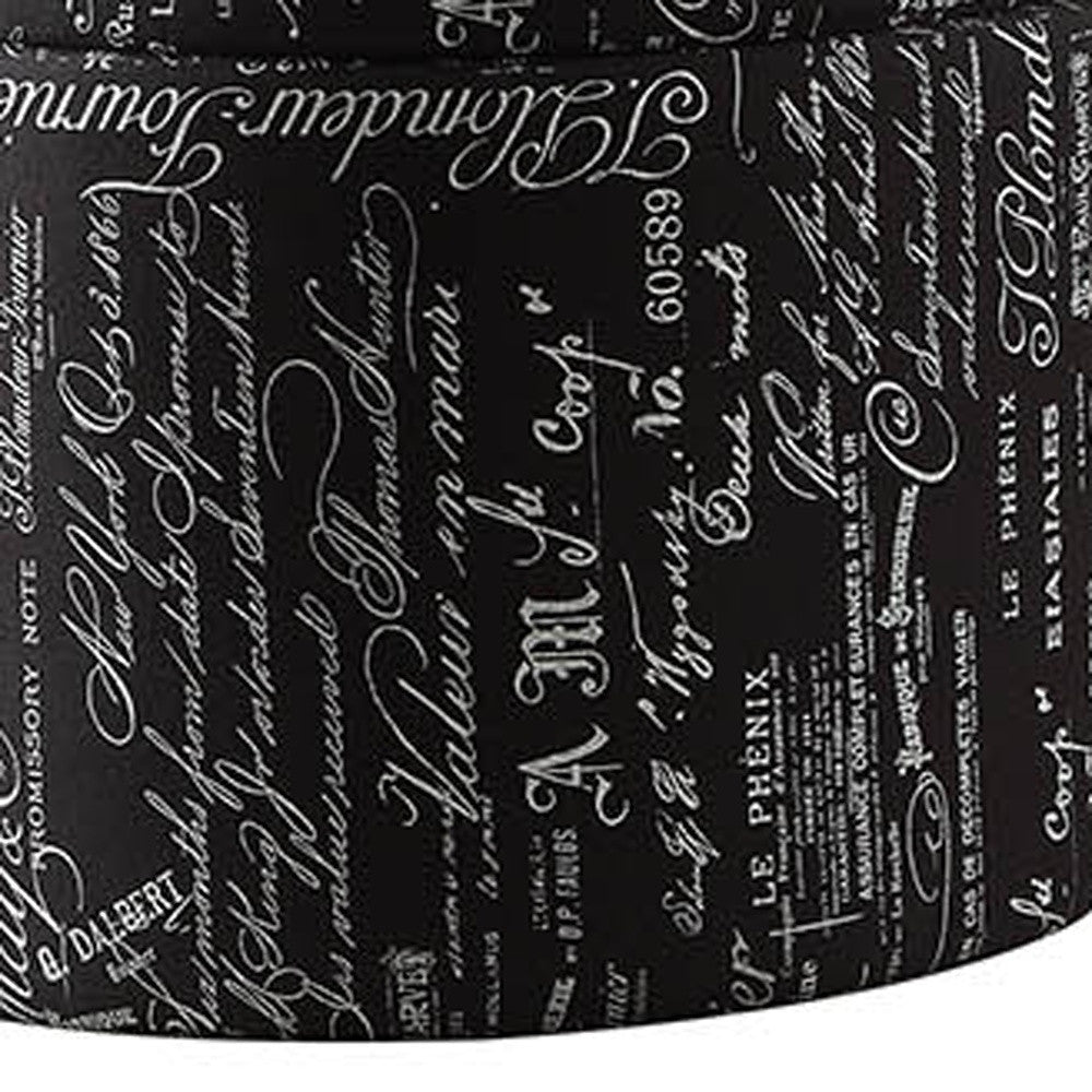 22" Black And White Polyester Blend Abstract Footstool Ottoman-Ottomans-DECOROLALA