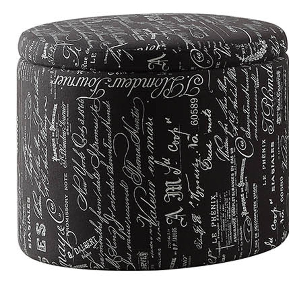 22" Black And White Polyester Blend Abstract Footstool Ottoman-Ottomans-DECOROLALA