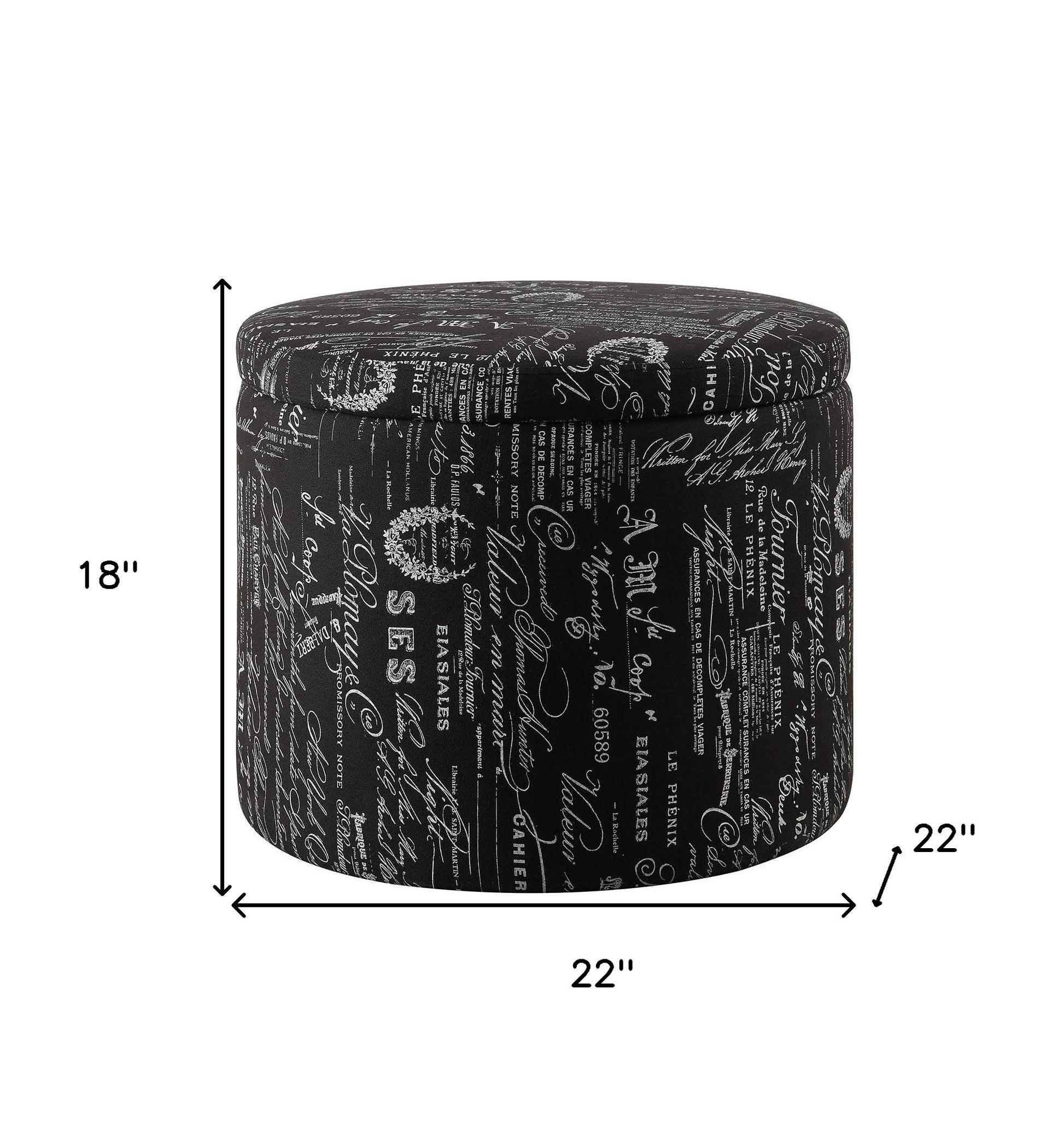 22" Black And White Polyester Blend Abstract Footstool Ottoman-Ottomans-DECOROLALA