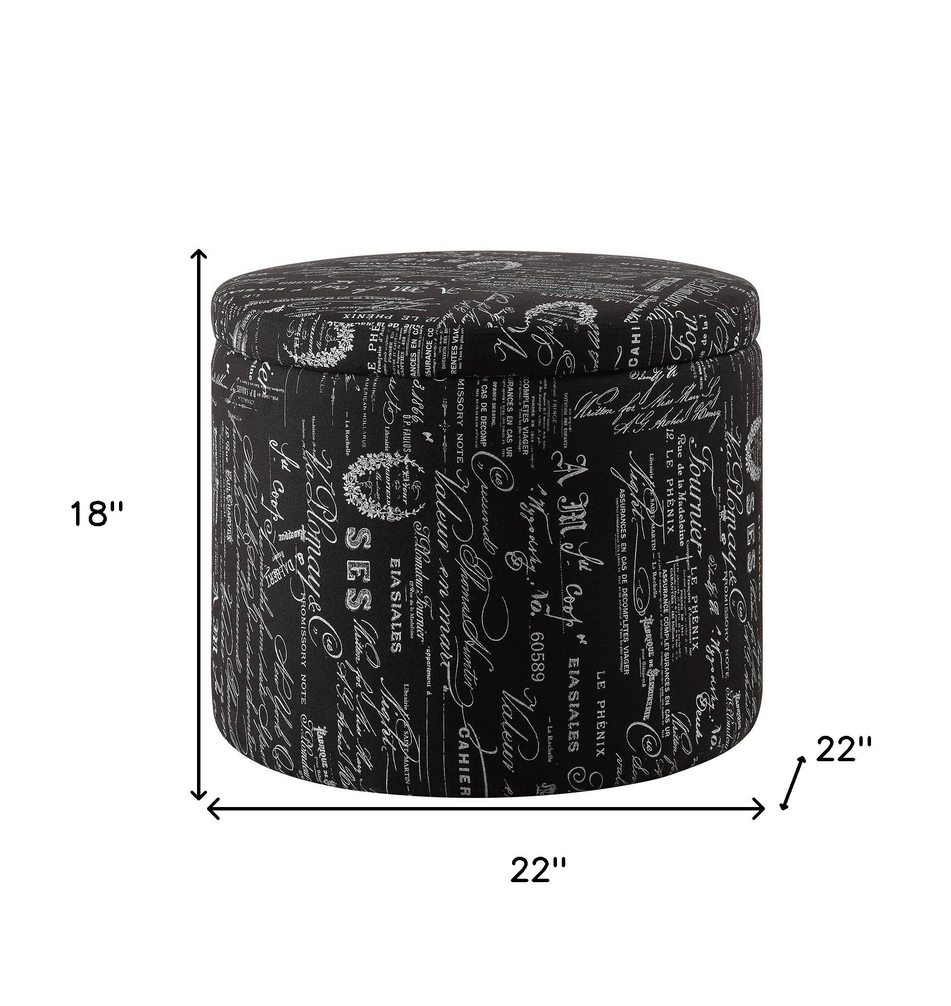 22" Black And White Polyester Blend Abstract Footstool Ottoman-Ottomans-DECOROLALA