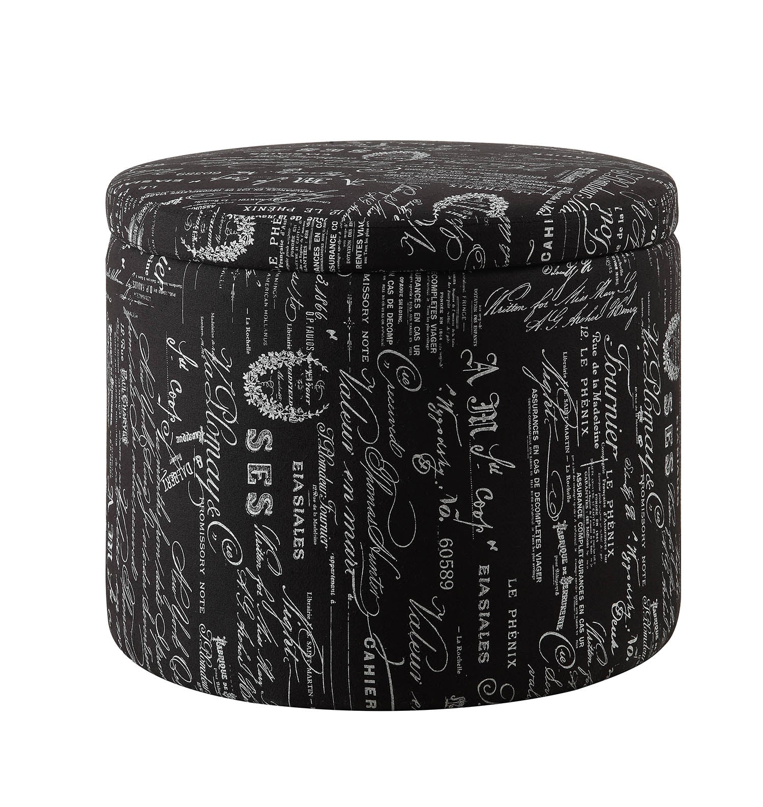 22" Black And White Polyester Blend Abstract Footstool Ottoman-Ottomans-DECOROLALA