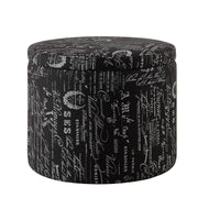 22" Black And White Polyester Blend Abstract Footstool Ottoman-Ottomans-DECOROLALA