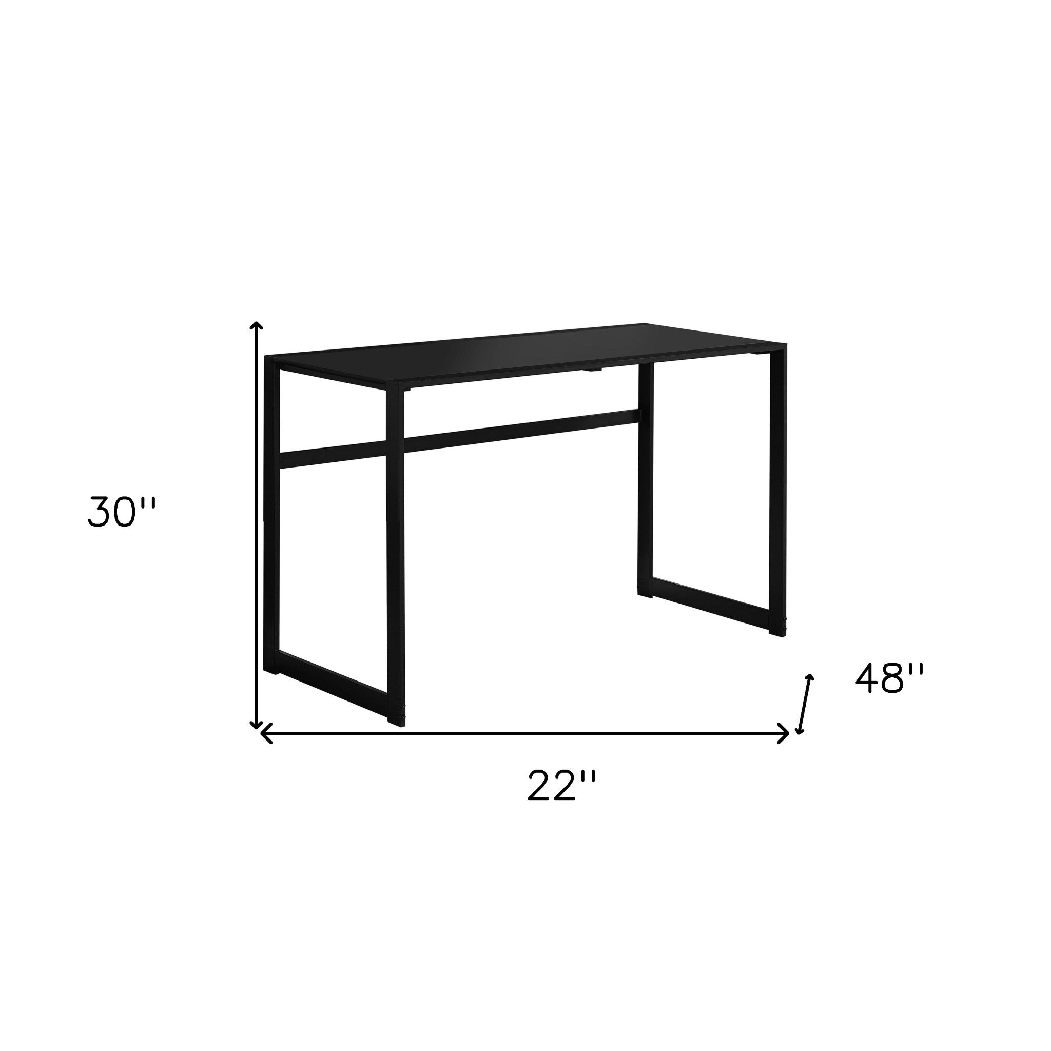 22" Black Glass Computer Desk-Desks-DECOROLALA