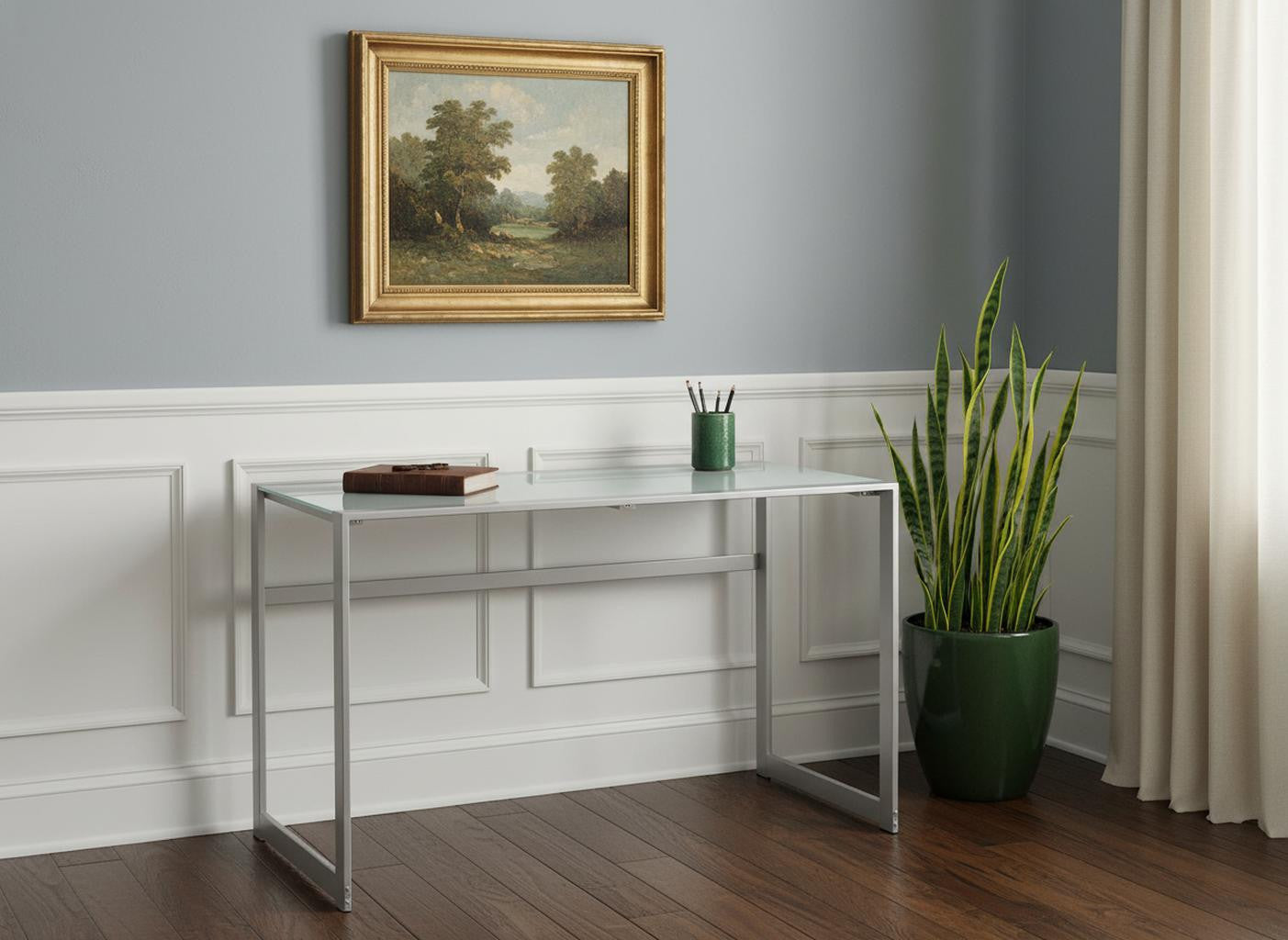 22" Black Glass Computer Desk-Desks-DECOROLALA