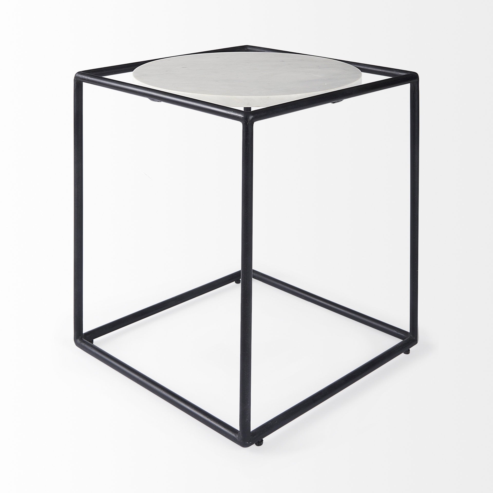 22" Black Marble Round End Table-End-Side Tables-DECOROLALA