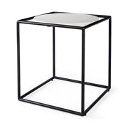 22" Black Marble Round End Table-End-Side Tables-DECOROLALA