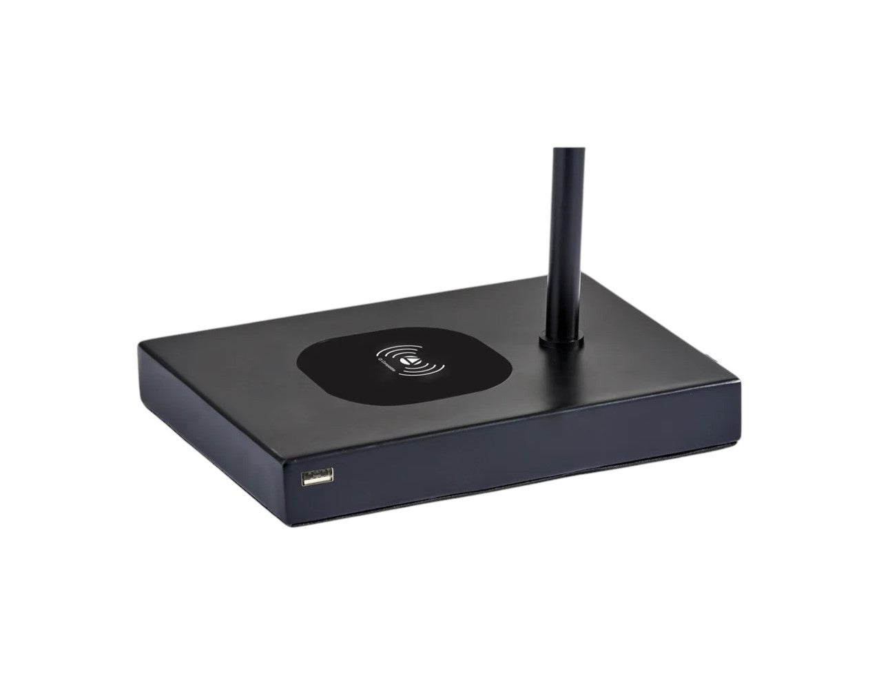 22" Black Metal Swing Arm LED Desk Lamp With USB And Antiqued Gold Cylinder Shade-Table Lamps-DECOROLALA