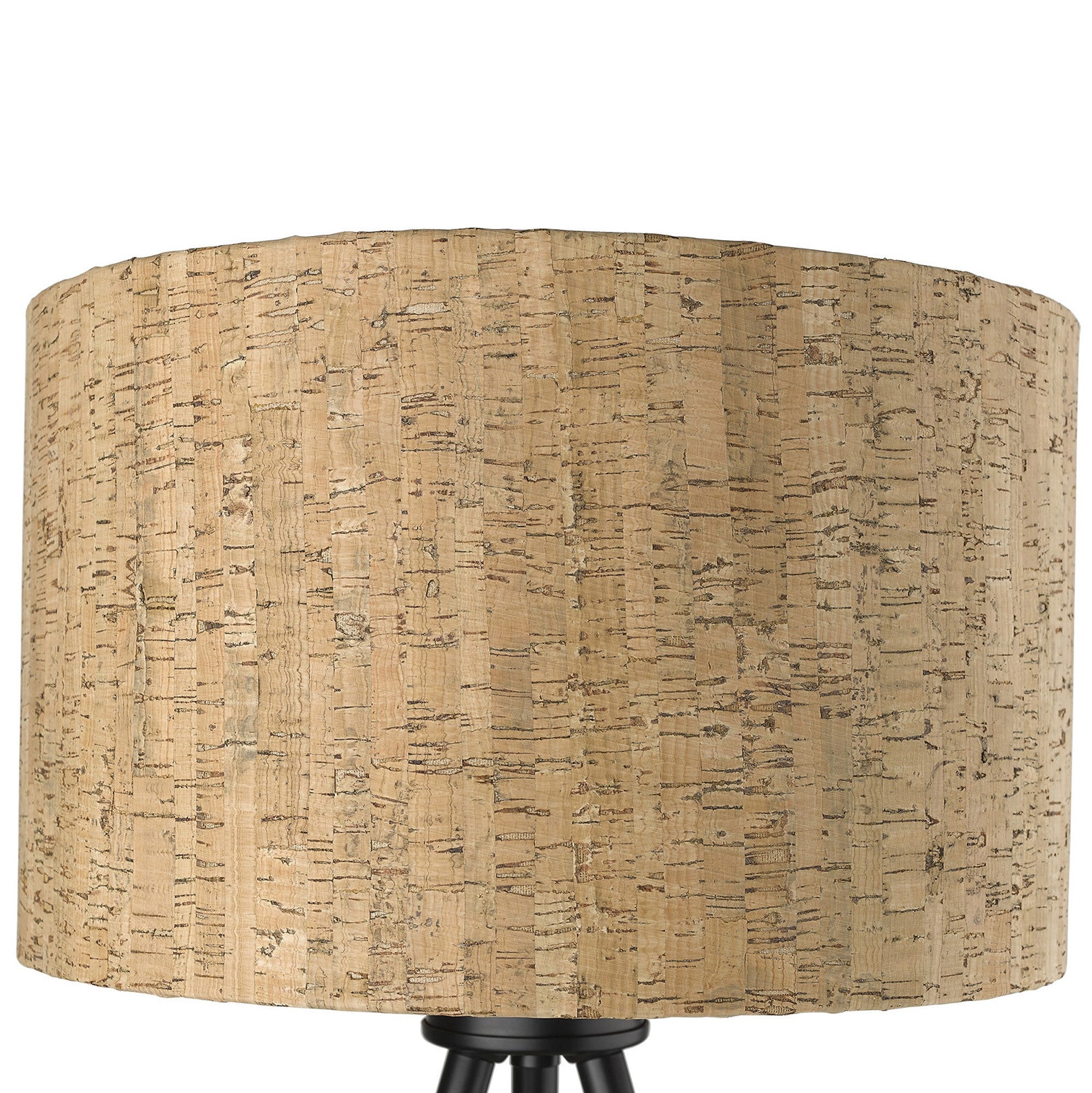 22" Black Metal Tripod Table Lamp With Beige Drum Shade-Table Lamps-DECOROLALA