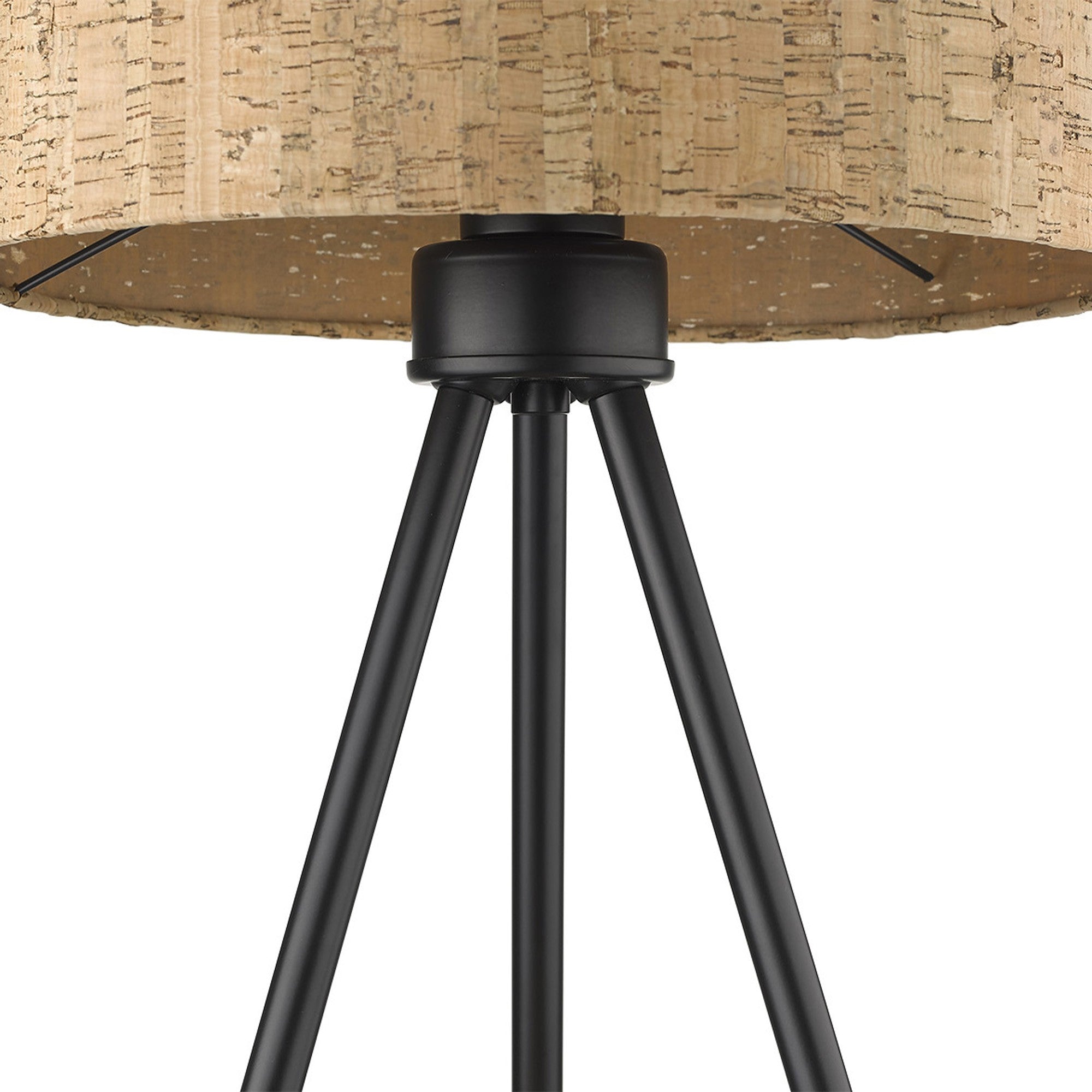 22" Black Metal Tripod Table Lamp With Beige Drum Shade-Table Lamps-DECOROLALA