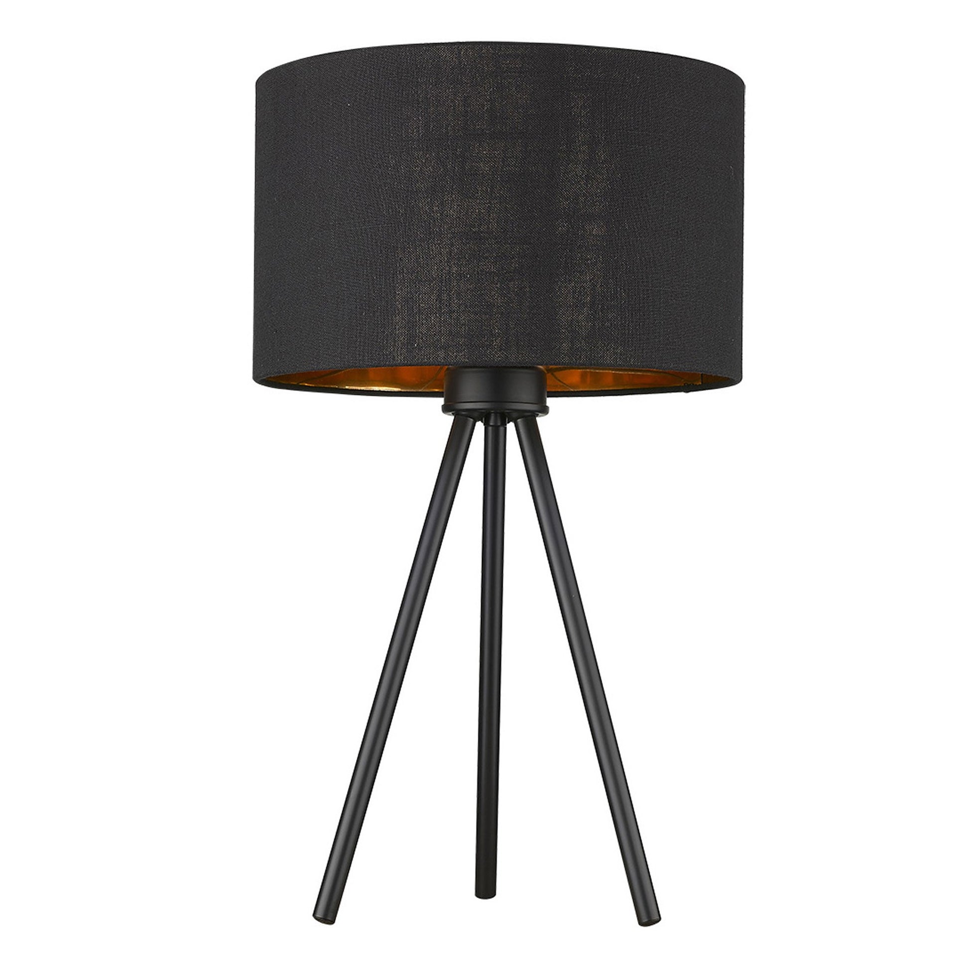 22" Black Metal Tripod Table Lamp With Black Drum Shade-Table Lamps-DECOROLALA