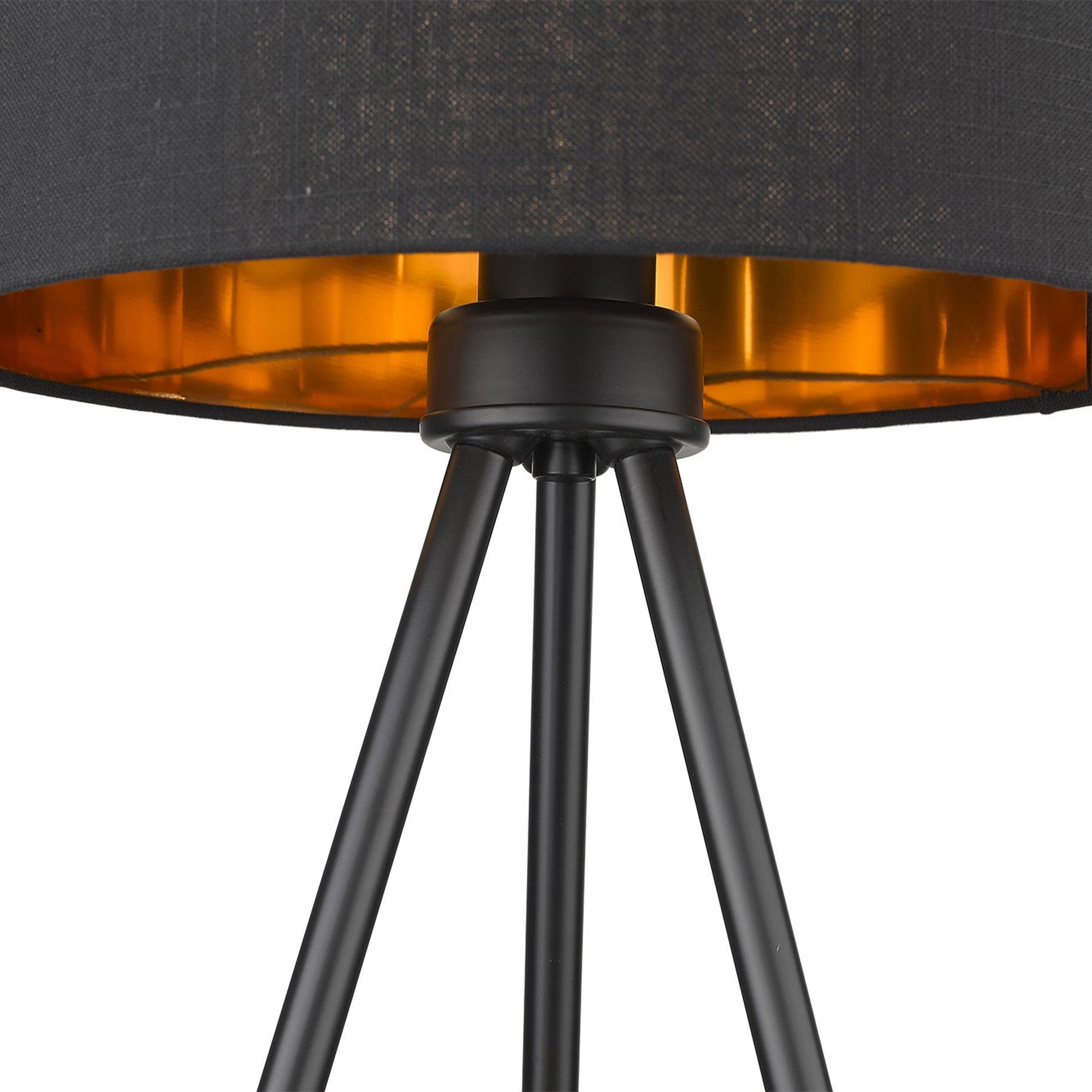 22" Black Metal Tripod Table Lamp With Black Drum Shade-Table Lamps-DECOROLALA