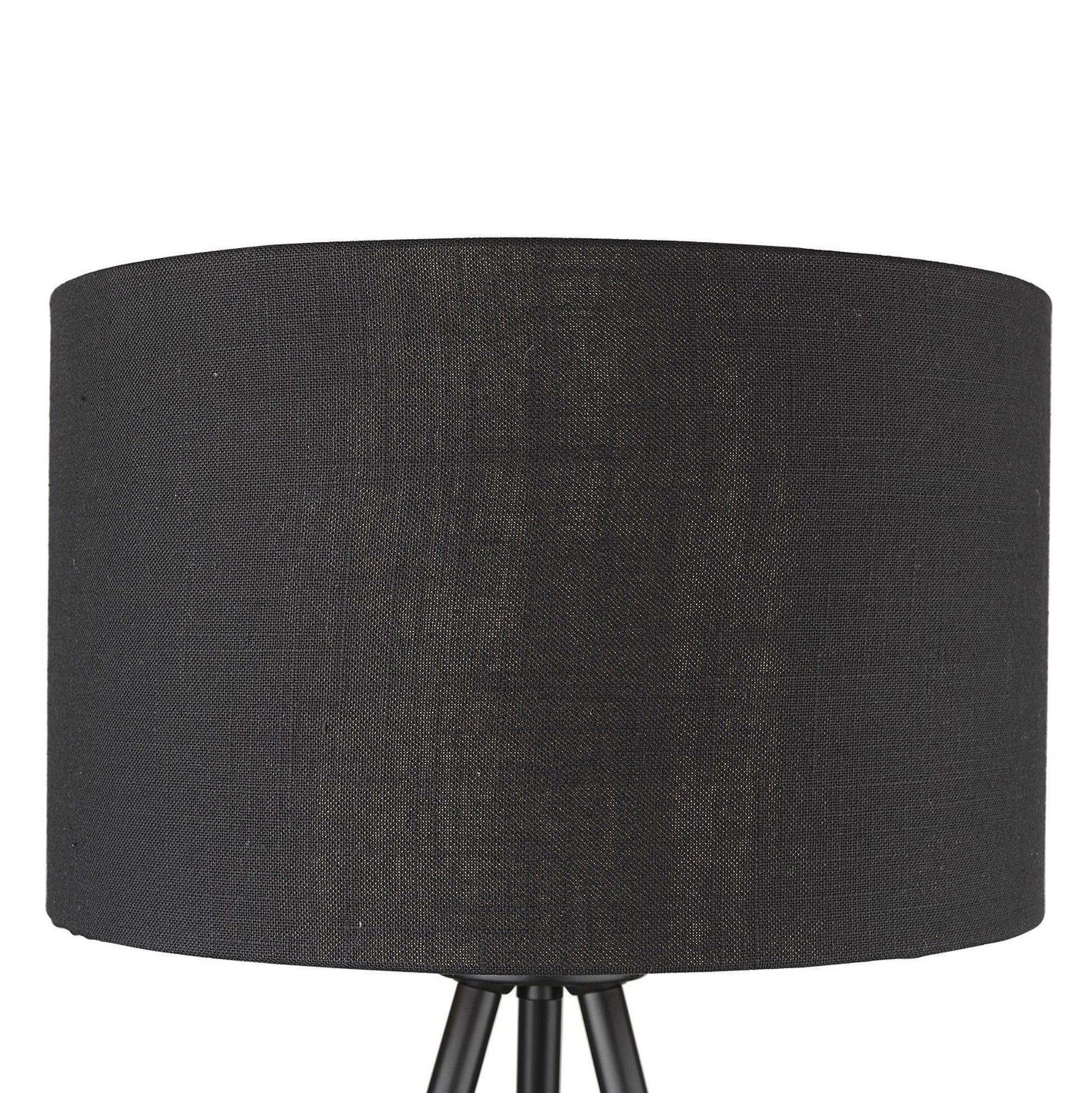 22" Black Metal Tripod Table Lamp With Black Drum Shade-Table Lamps-DECOROLALA