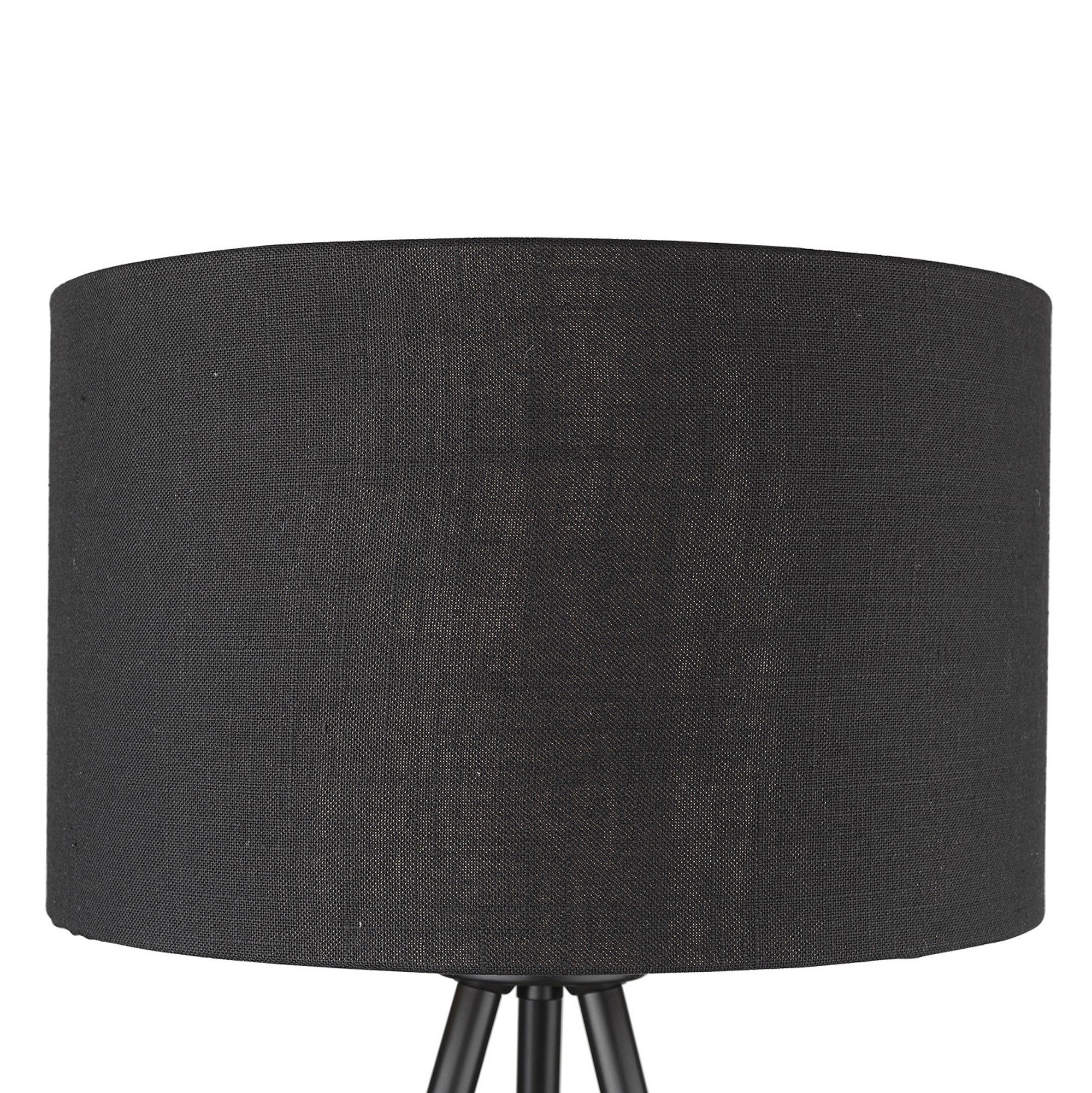 22" Black Metal Tripod Table Lamp With Black Drum Shade-Table Lamps-DECOROLALA