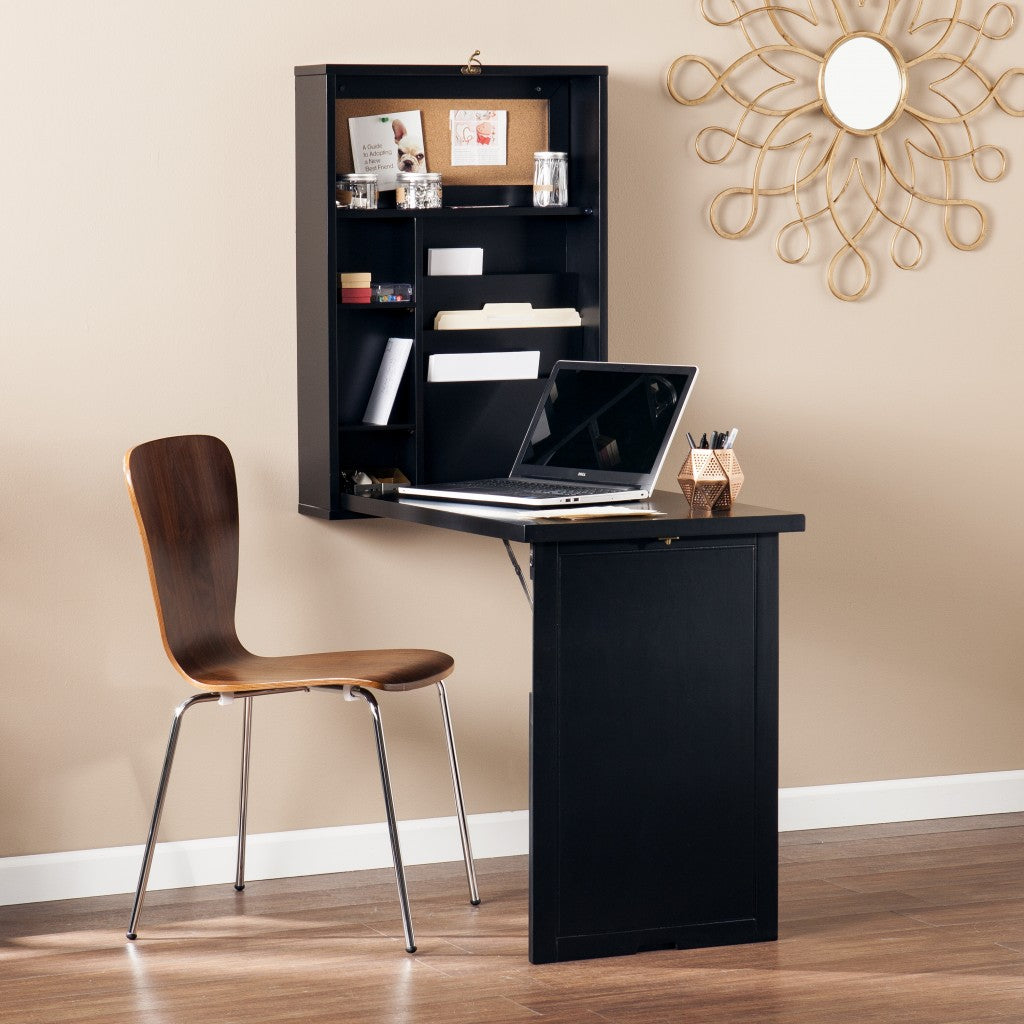 22" Black Secretary Desk-Desks-DECOROLALA