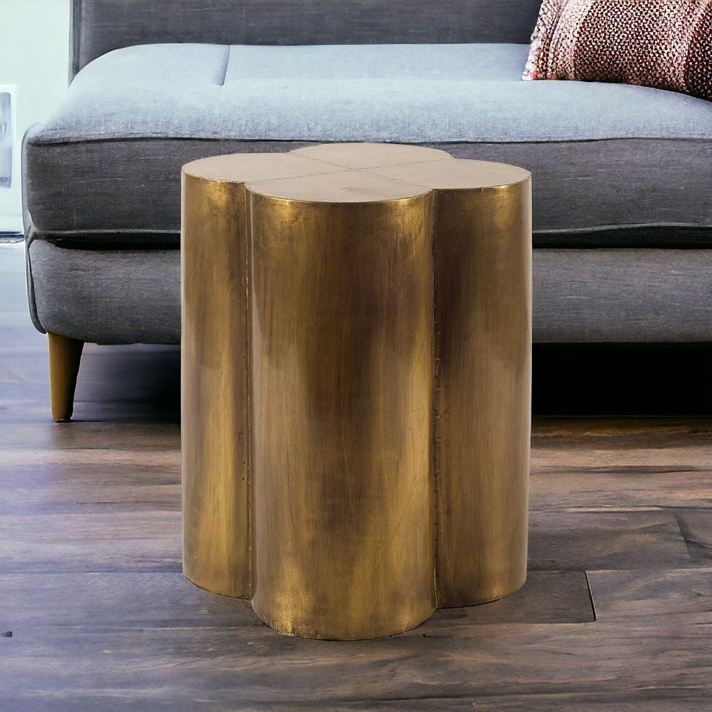 22" Brass And Antique Brass Brass End Table-End-Side Tables-DECOROLALA