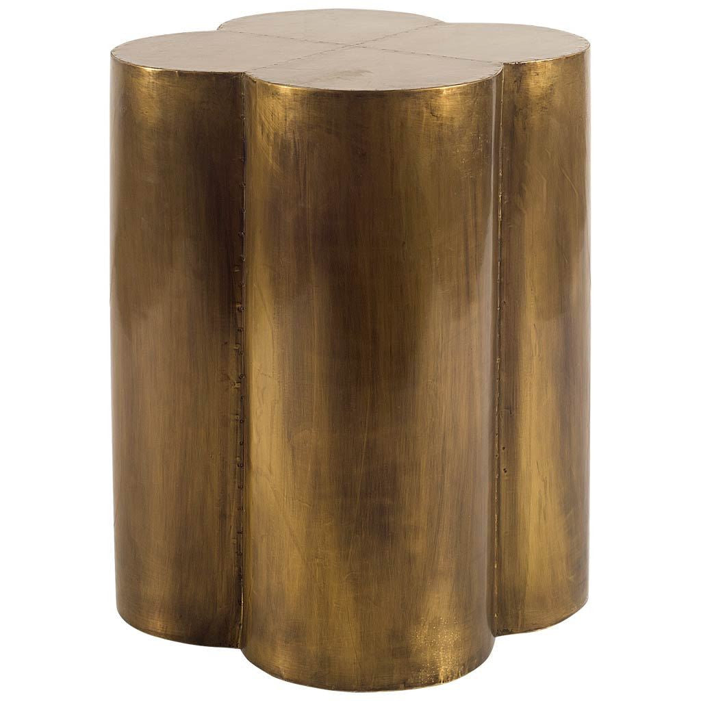 22" Brass And Antique Brass Brass End Table-End-Side Tables-DECOROLALA